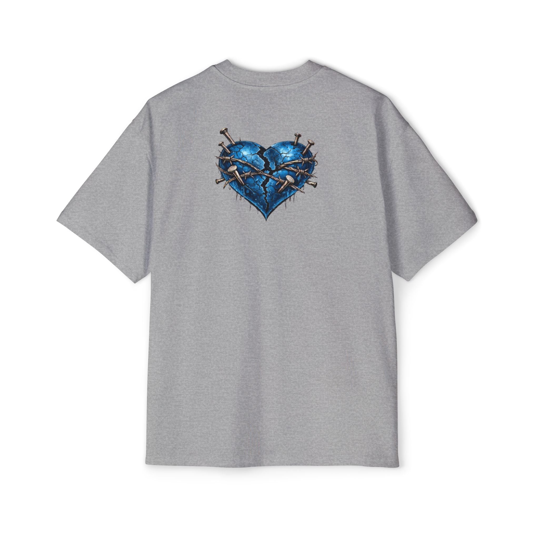 Oversized Discipline Over Emotions Graphic T-Shirt (Blue Heart) Printify