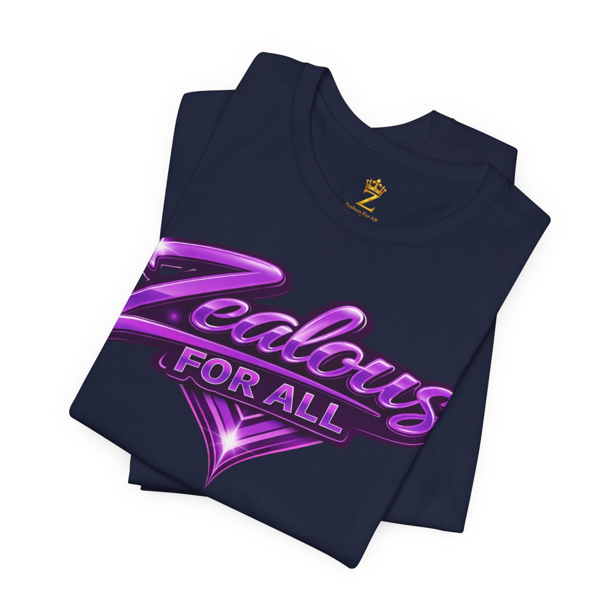 Zealous For All Graphic T-Shirt (Purple Logo) Printify