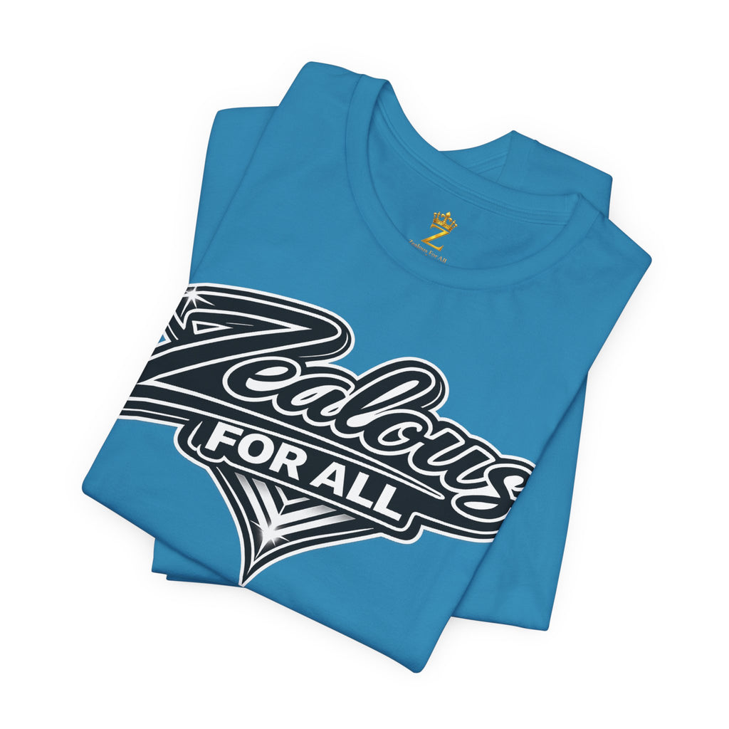 Zealous For All Graphic T-Shirt (Black Logo) Printify