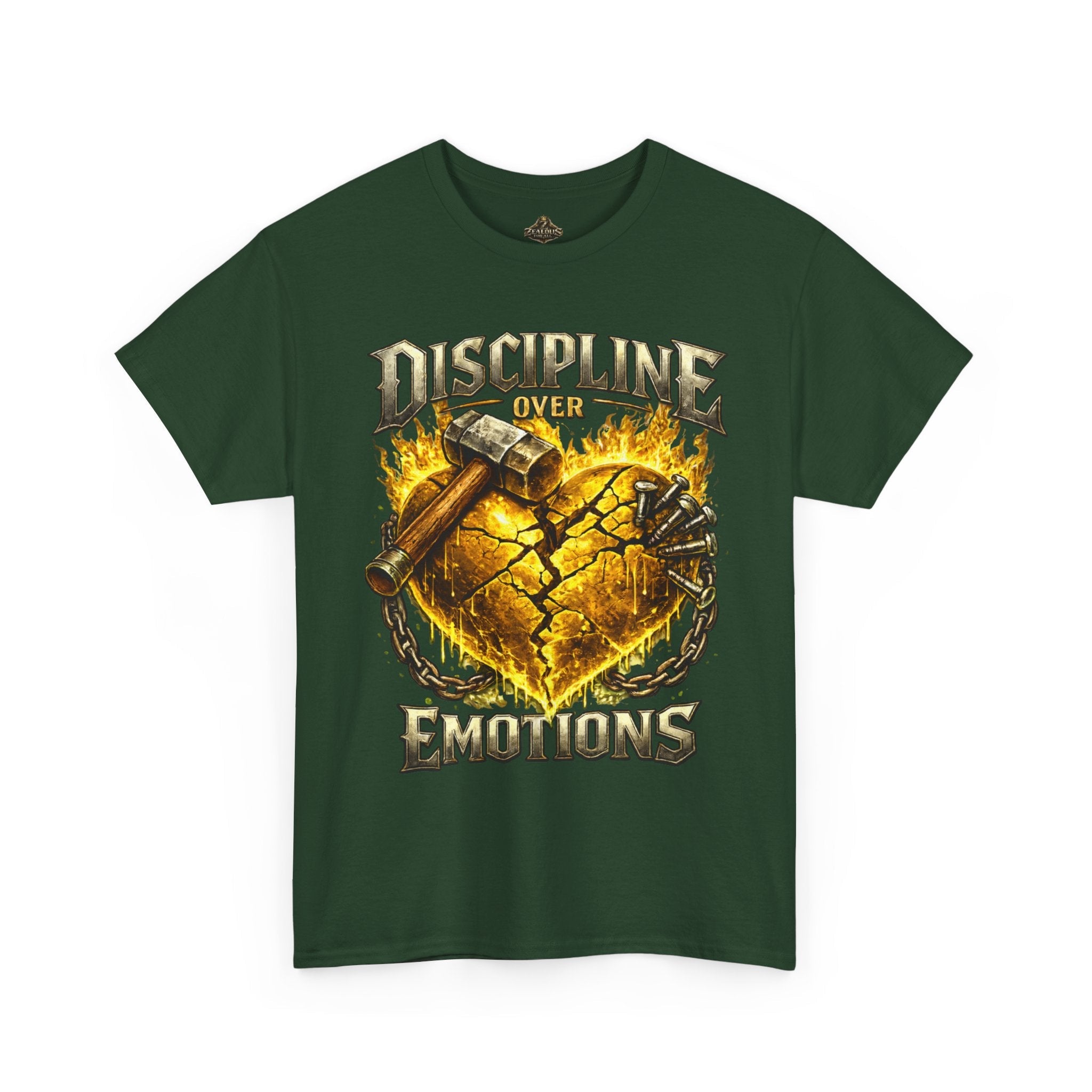 Adult Discipline Over Emotions Graphic T-Shirt (Gold Heart)