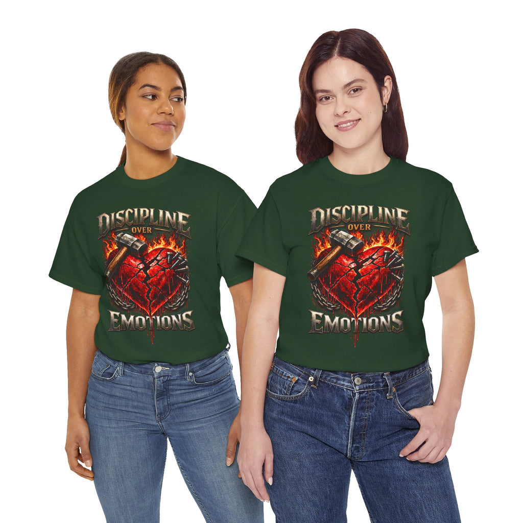 Discipline Over Emotions Graphic T-Shirt (Red Heart) Printify