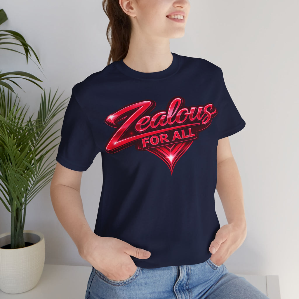Zealous For All Graphic T-Shirt (Red Logo) Printify
