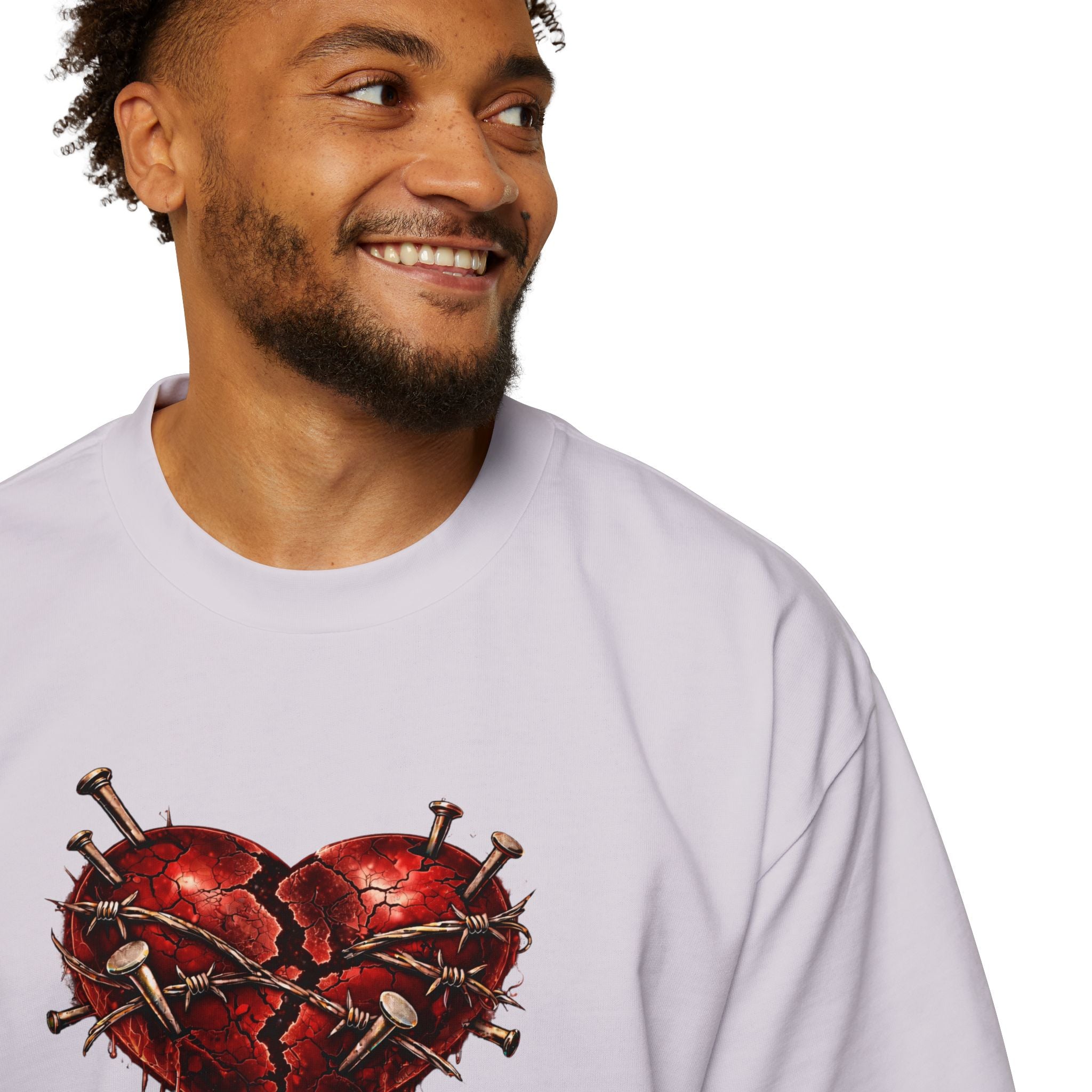 Oversized Discipline Over Emotions (Back) Graphic Tee (Red Heart) Printify