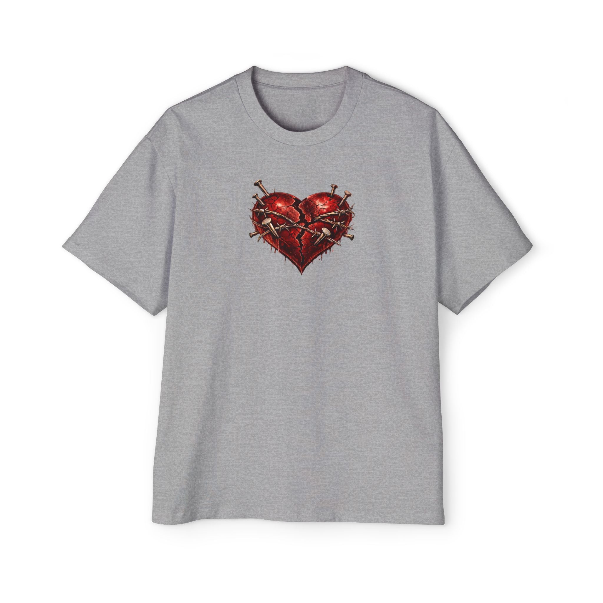 Oversized Discipline Over Emotions (Back) Graphic Tee (Red Heart) Printify