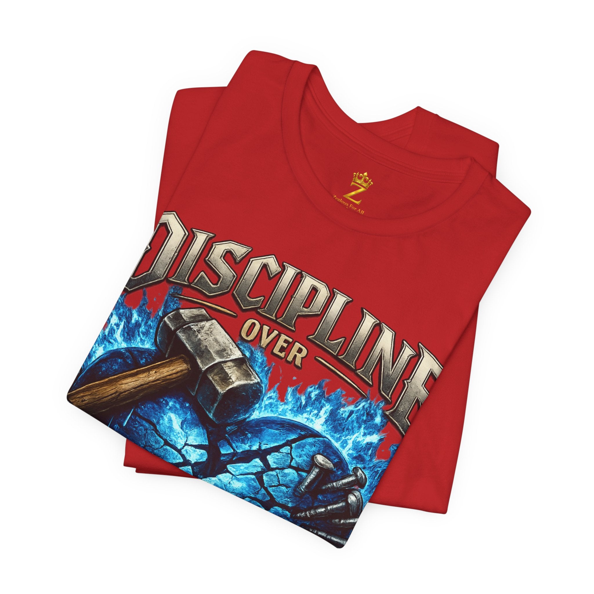Discipline Over Emotions Premium Graphic T-Shirt (Blue Heart) Printify