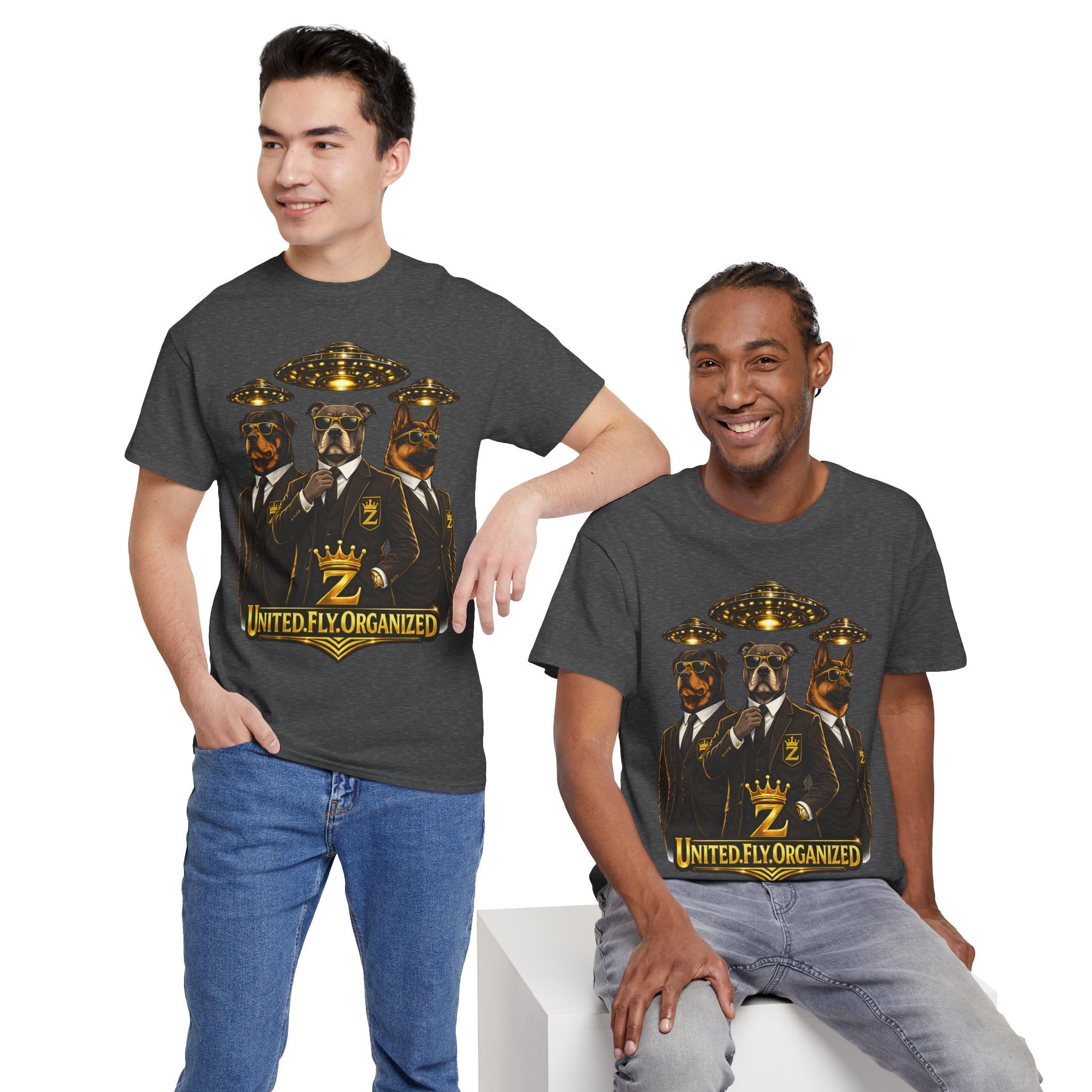 Adult "United. Fly. Organized." Graphic Tee (Gold) Printify