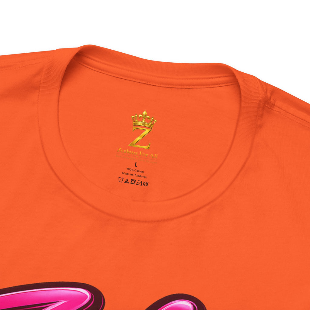 Zealous For All Graphic T-Shirt (Hot Pink Logo) Printify