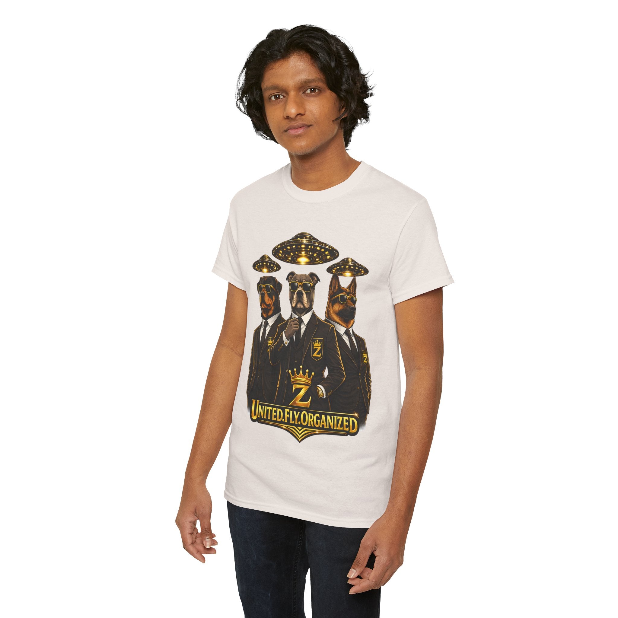 Adult "United. Fly. Organized." Graphic Tee (Gold) Printify
