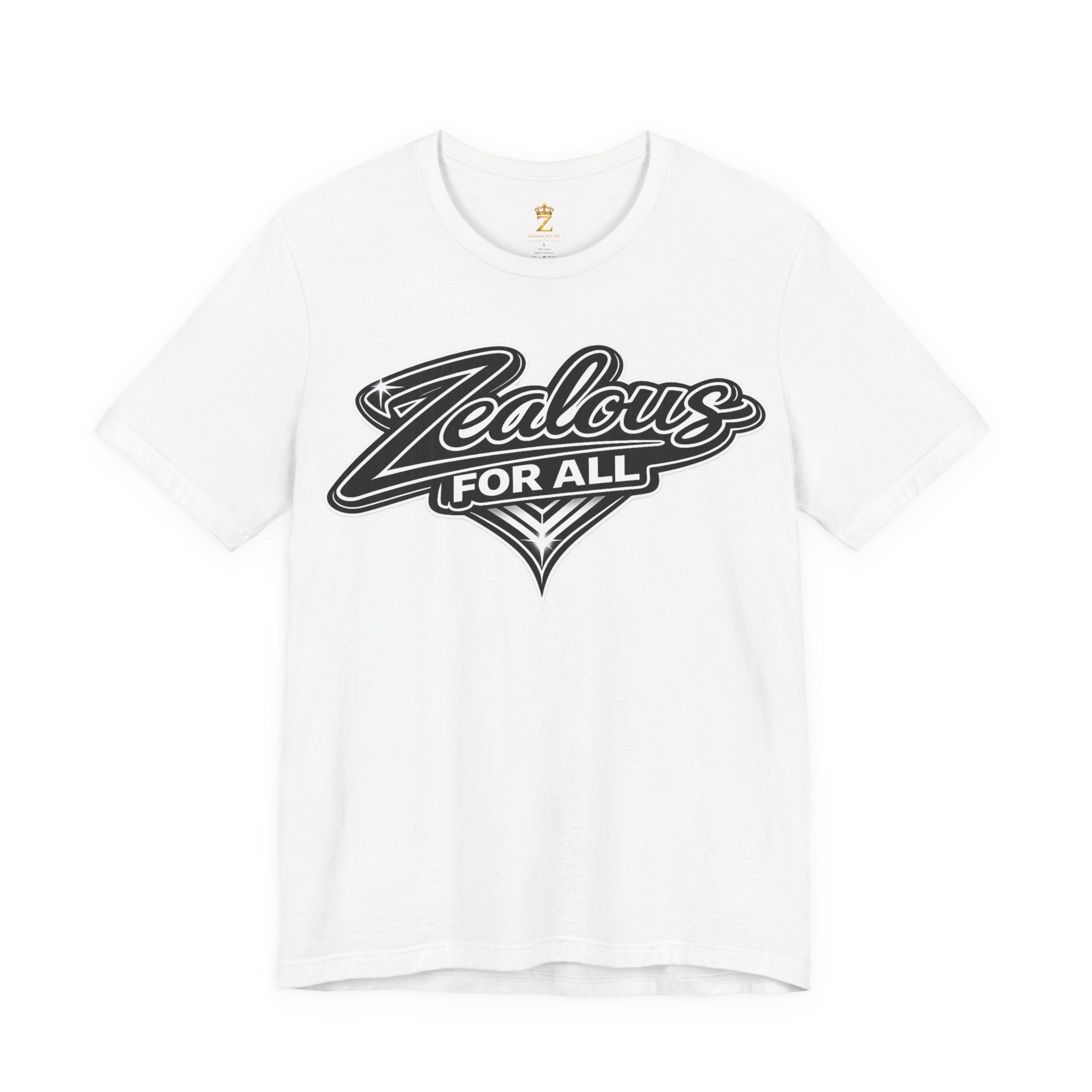 Zealous For All Graphic T-Shirt (Black Logo) Printify