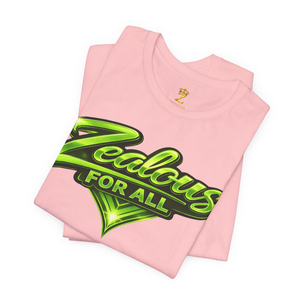 Zealous For All Graphic T-Shirt (Lime Green Logo) Printify