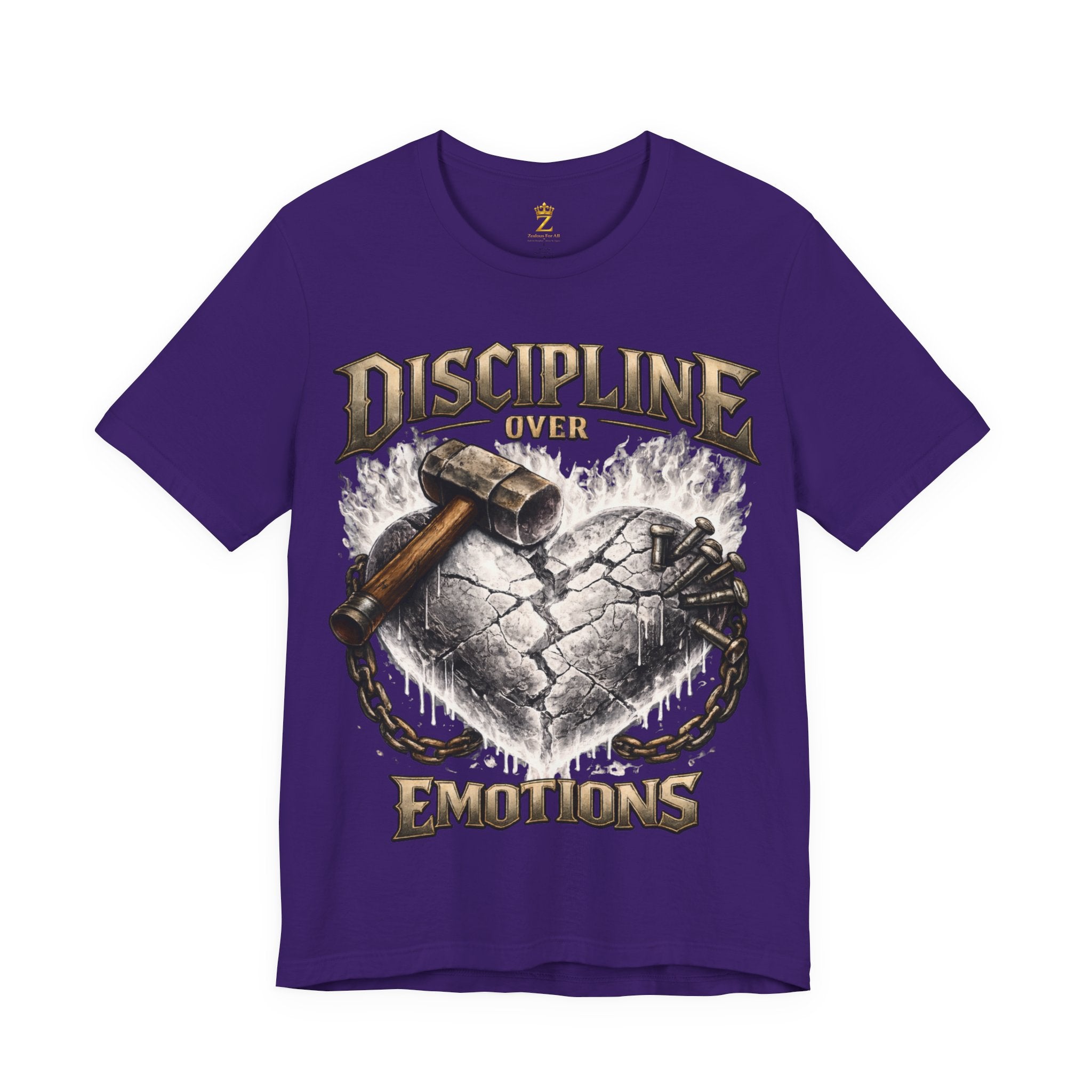 Discipline Over Emotions Premium Graphic T-Shirt (White Heart) Printify
