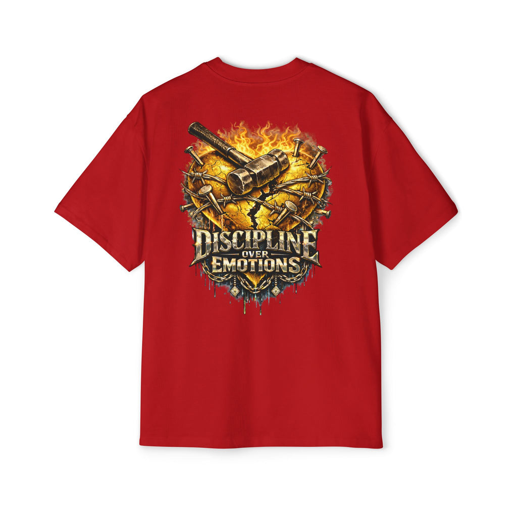 Oversized Discipline Over Emotions (Back) Graphic Tee (Gold Heart) Printify