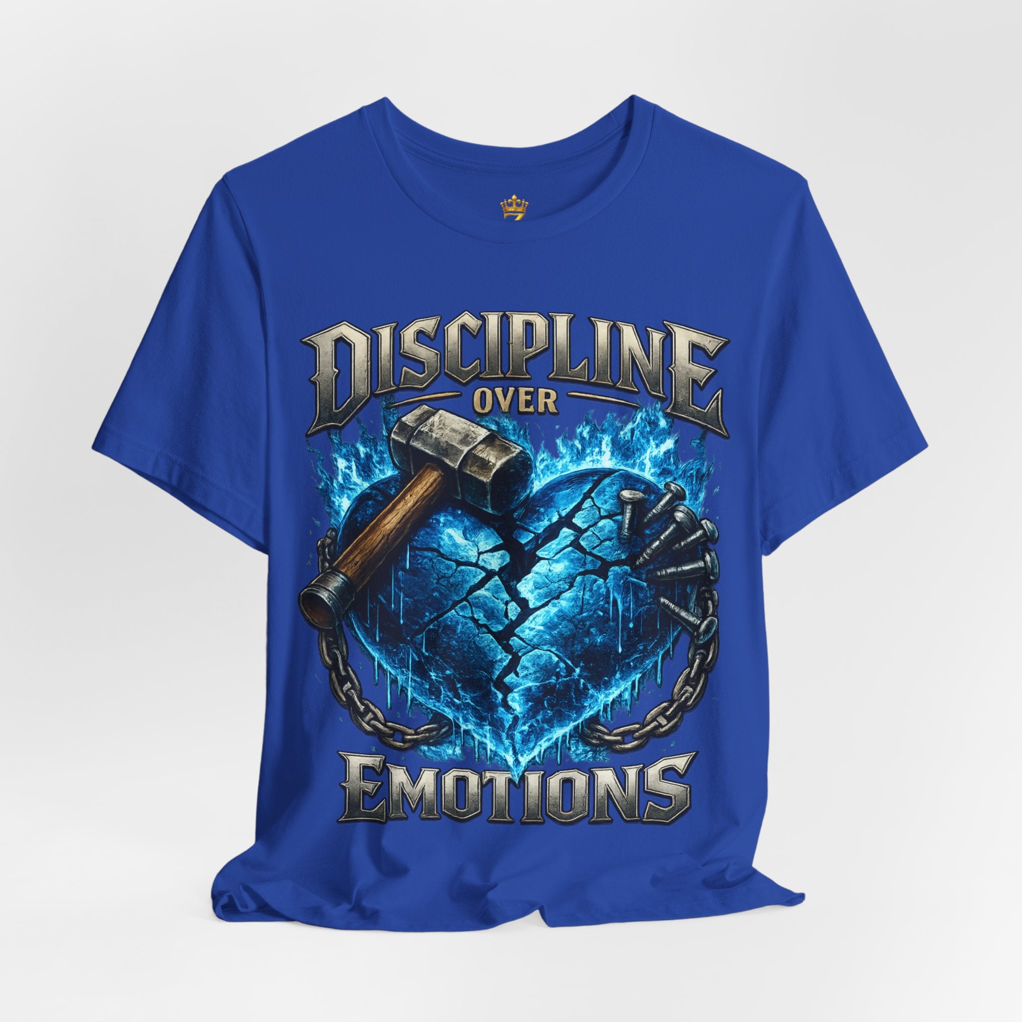 Discipline Over Emotions Premium Graphic T-Shirt (Blue Heart) Printify