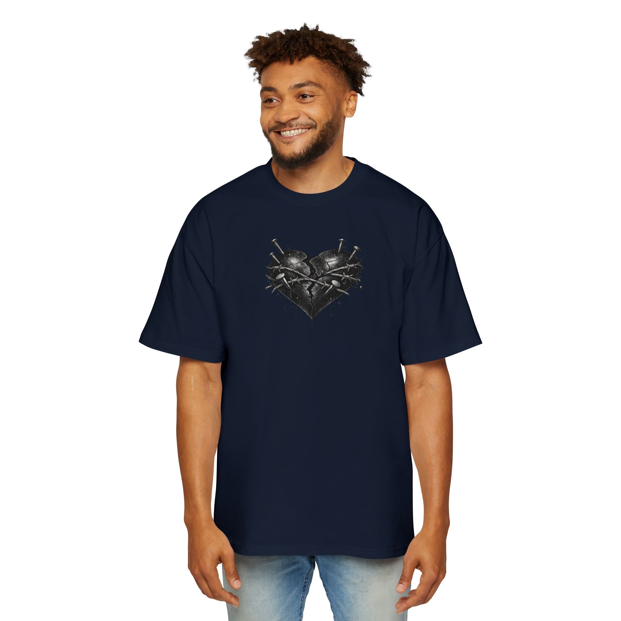 Oversized Discipline Over Emotions (Back) Graphic Tee (Black Heart) Printify