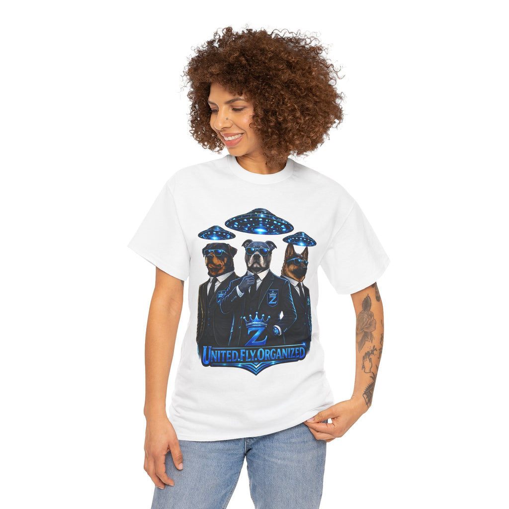 Adult "United. Fly. Organized." Graphic Tee (Blue) Printify