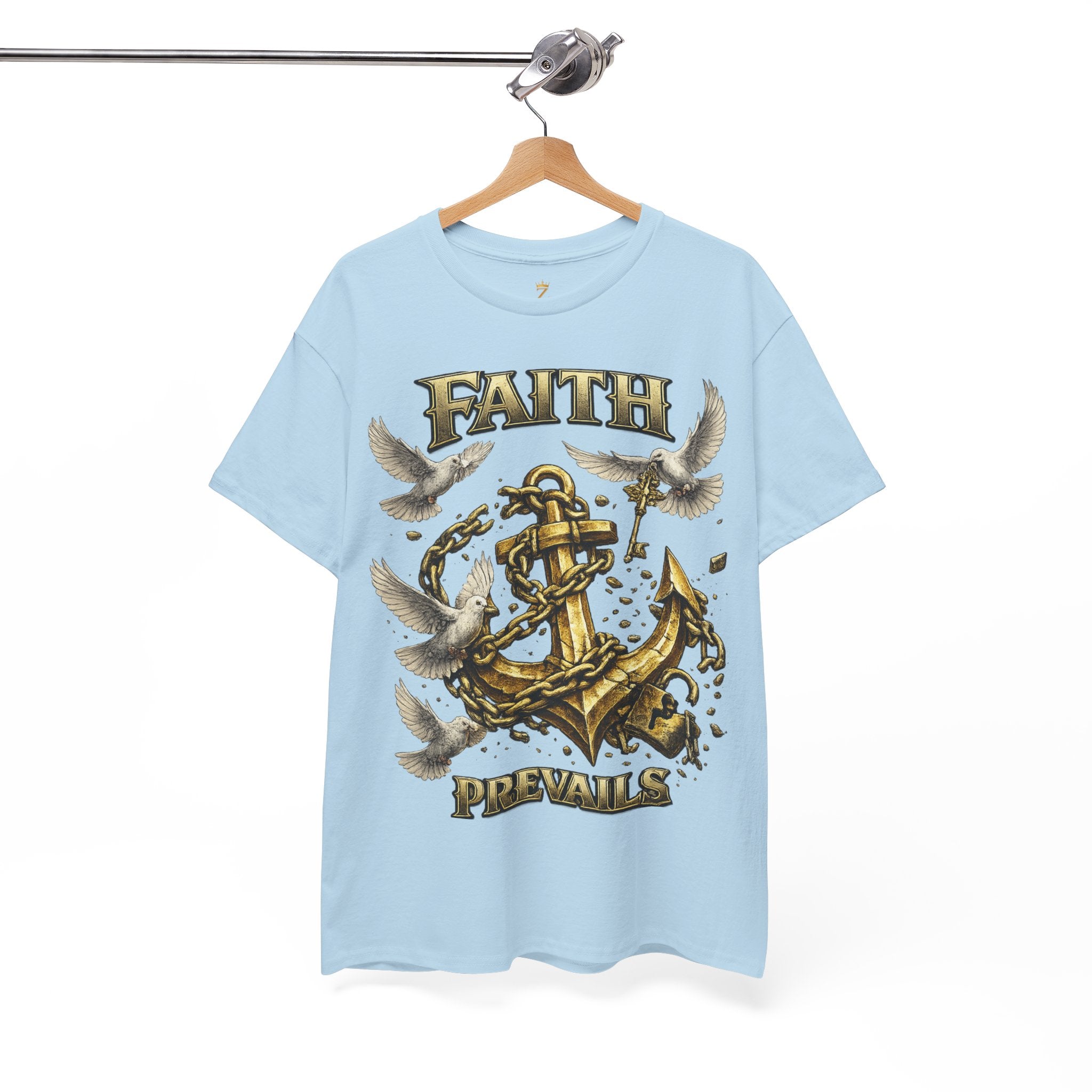 Adult Faith Prevails Anchor T-Shirt (Gold Anchor) Printify