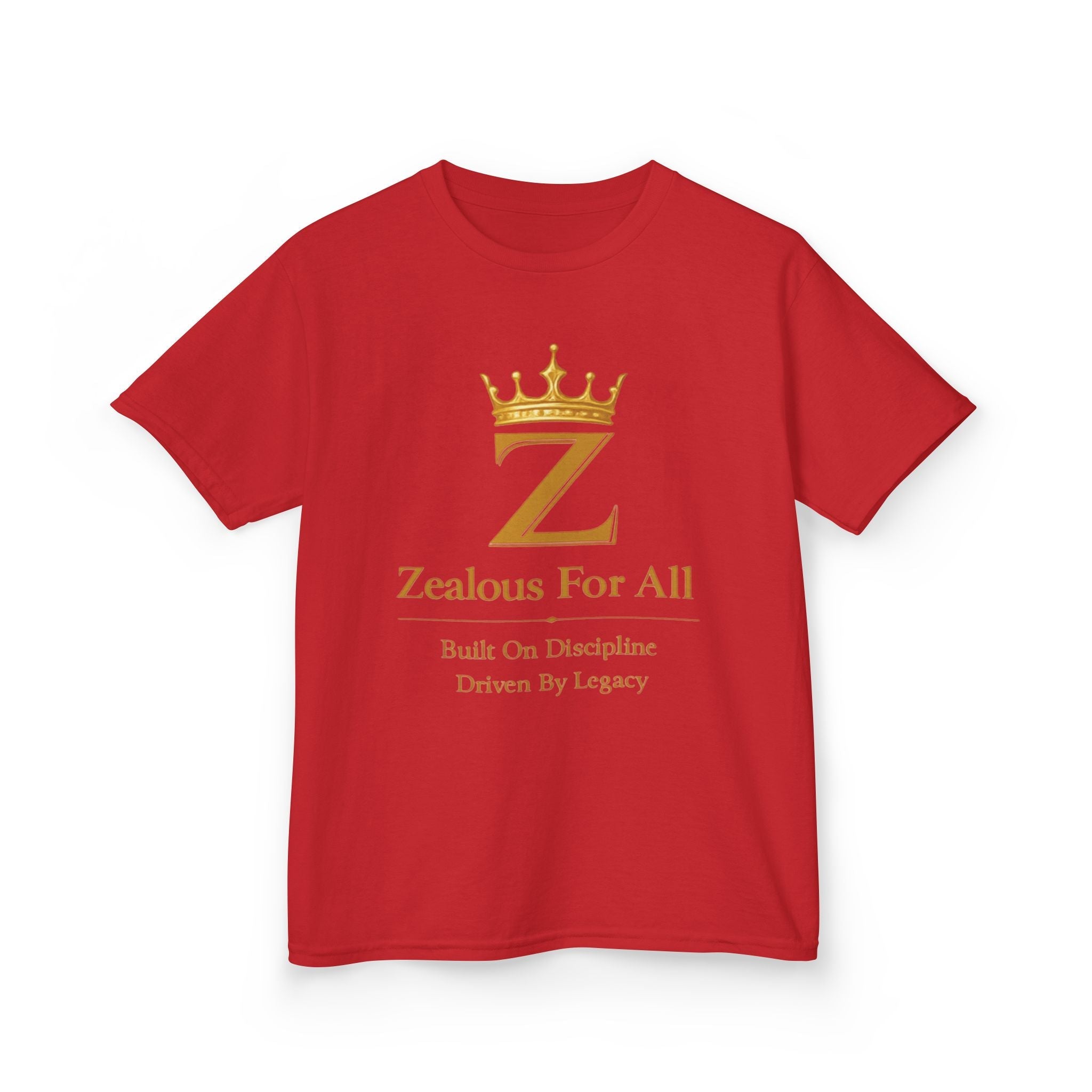 Kids Zealous For All T-Shirt Drop 01 — Gold Logo Kids Tee Printify