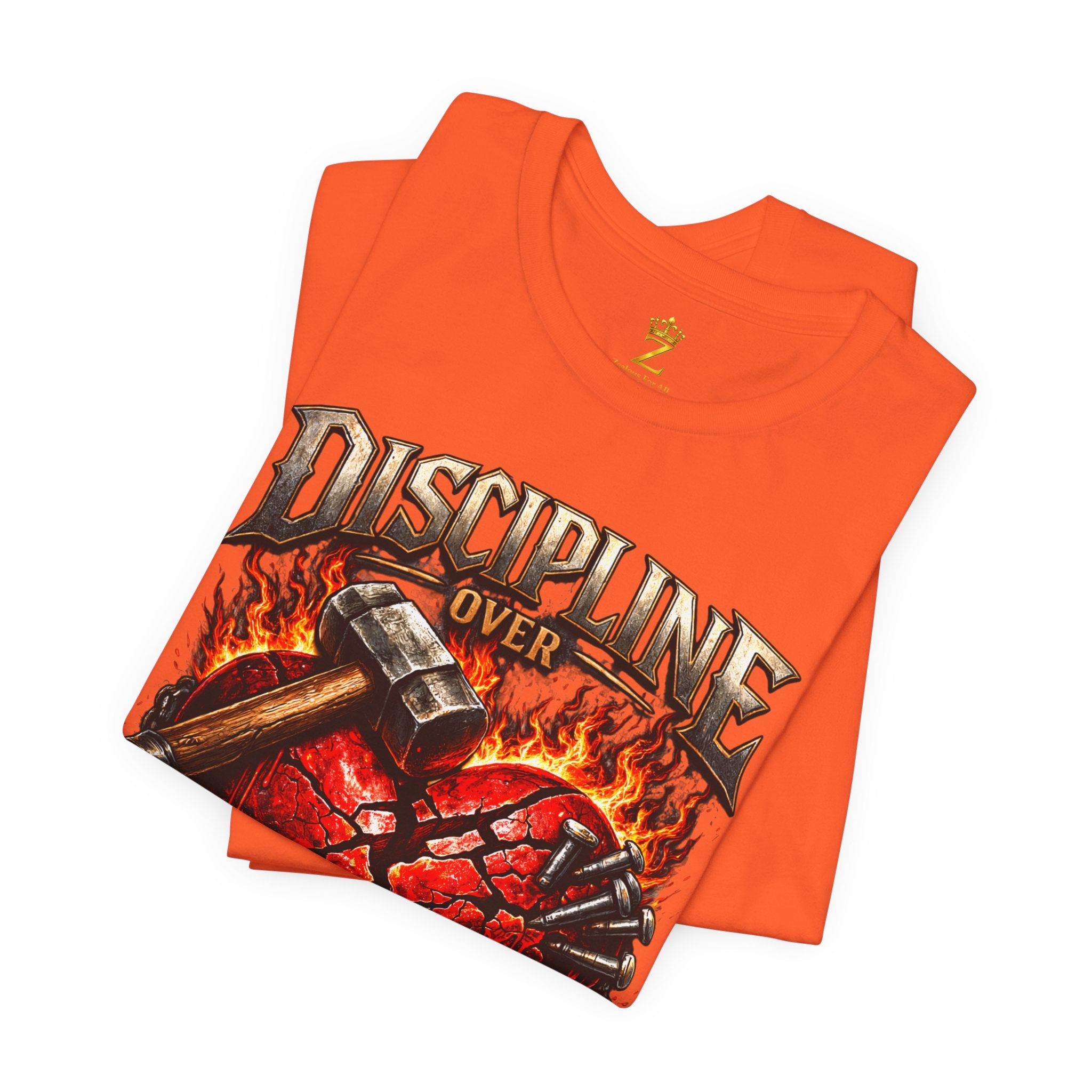 Discipline Over Emotions Premium Graphic T-Shirt (Red Heart) Printify