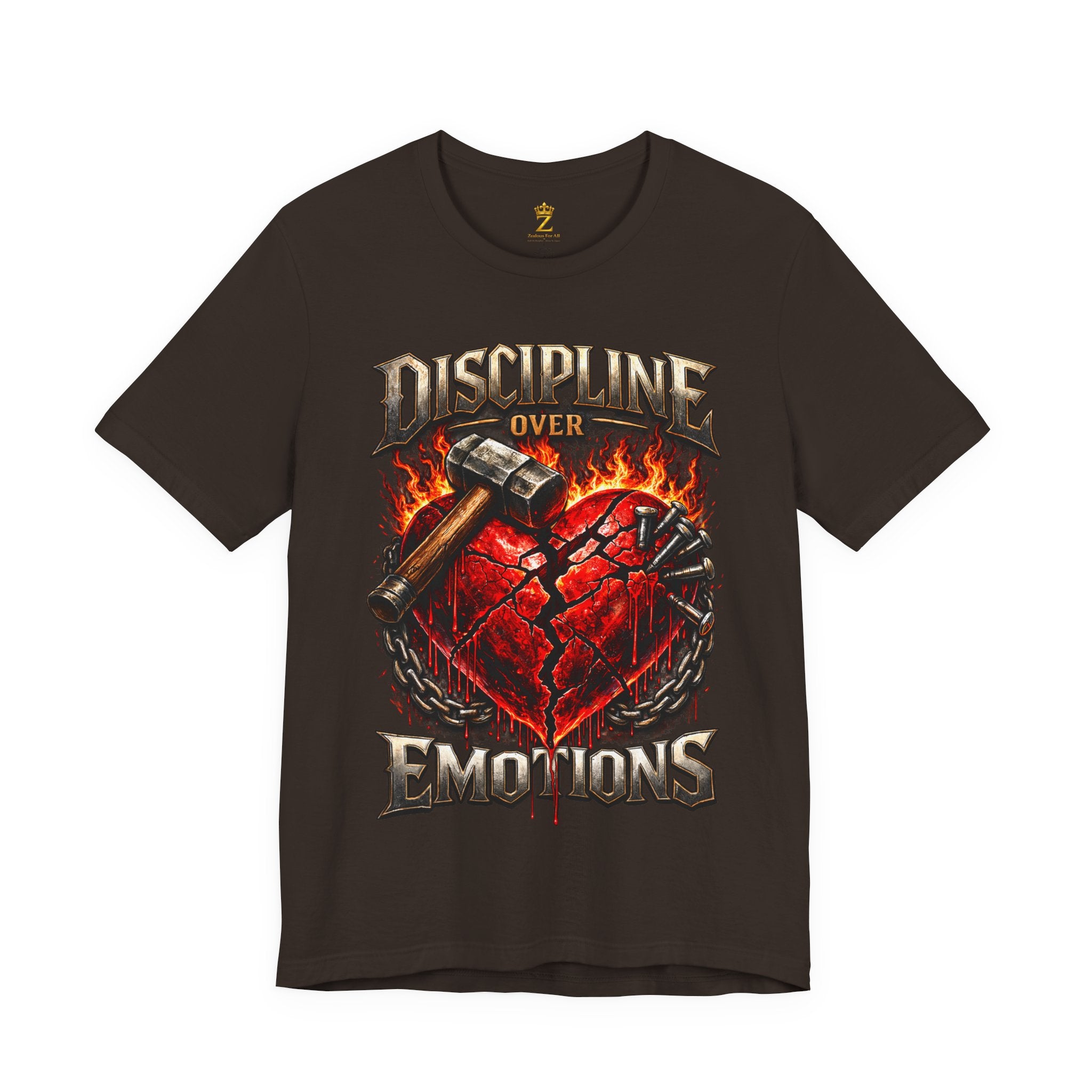 Discipline Over Emotions Premium Graphic T-Shirt (Red Heart) Printify