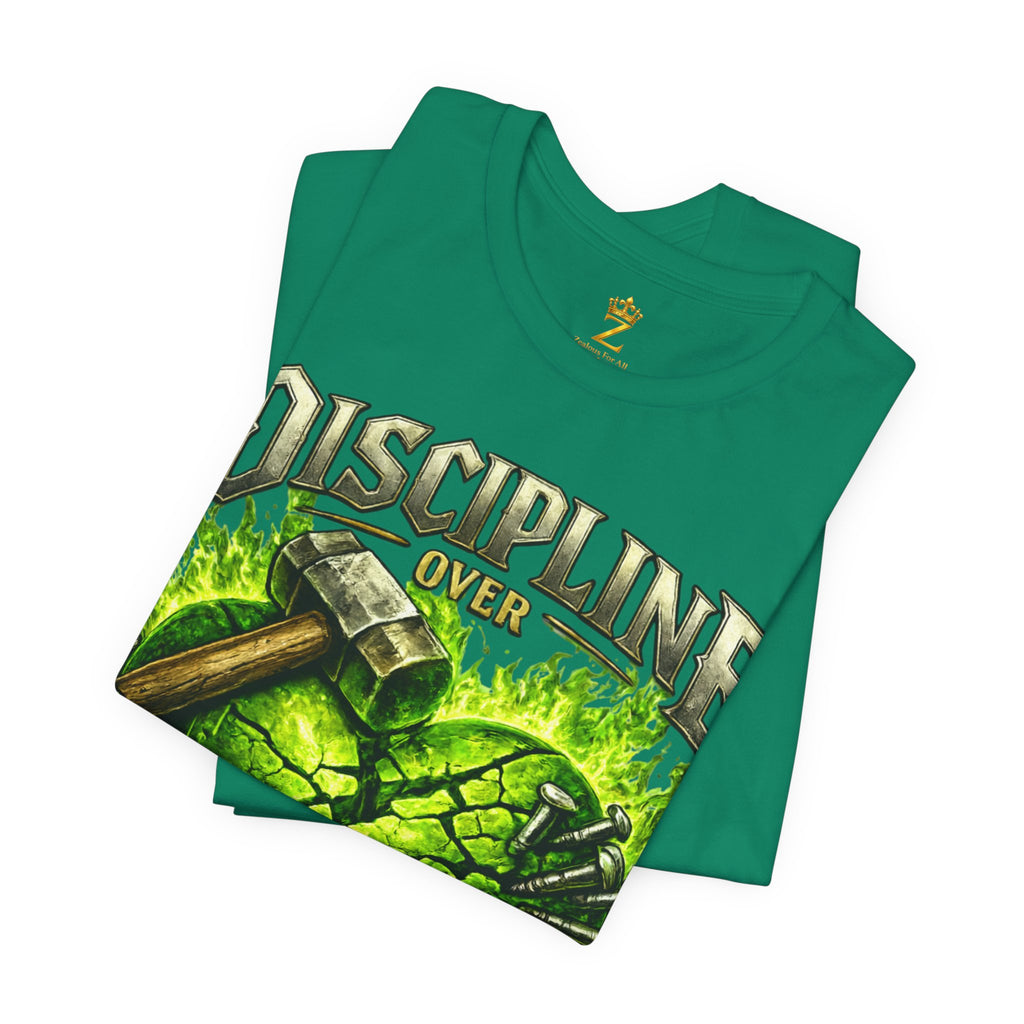 Discipline Over Emotions Premium Graphic T-Shirt (Lime Green Heart) Printify