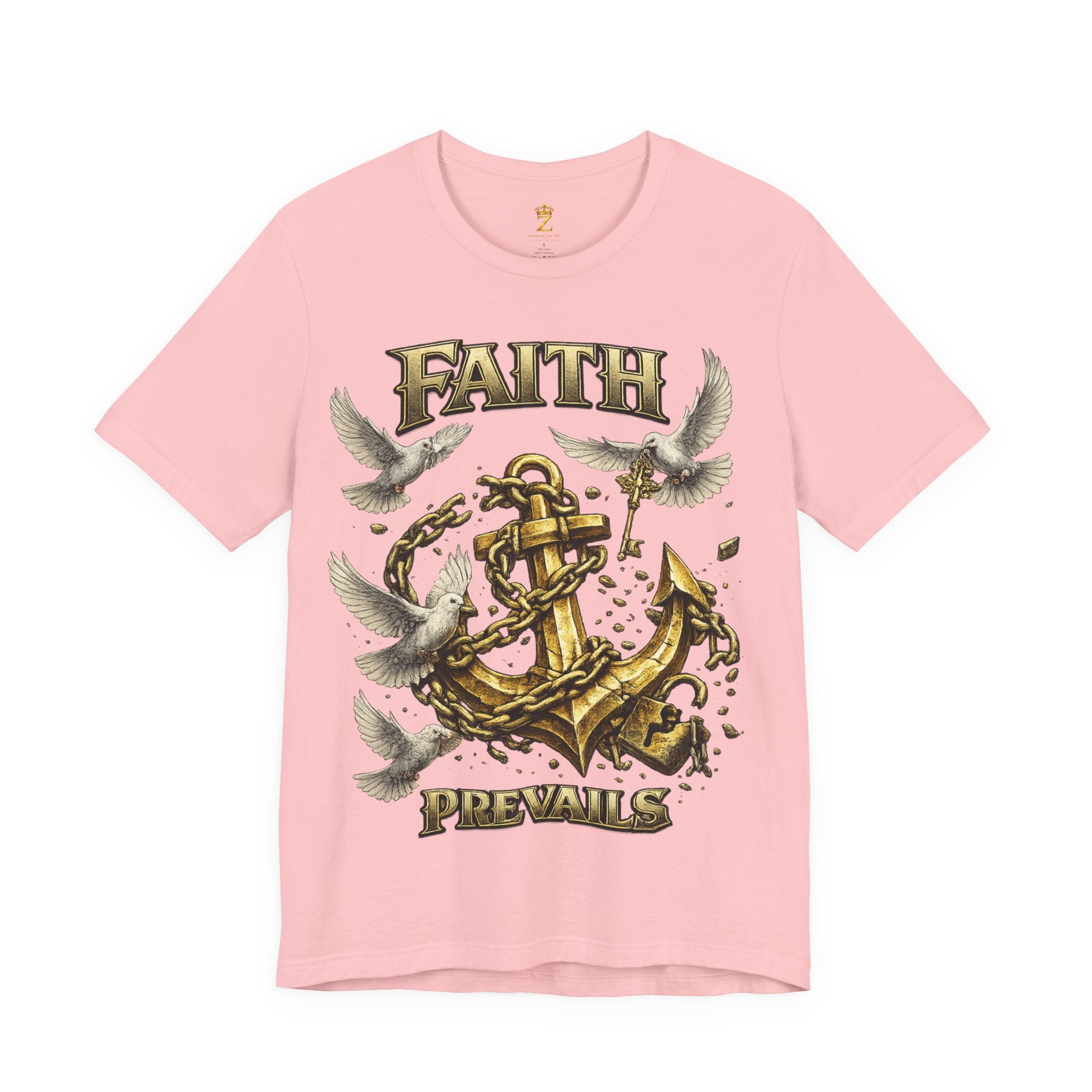 Faith Prevails T‑Shirt (Gold Anchor) Printify
