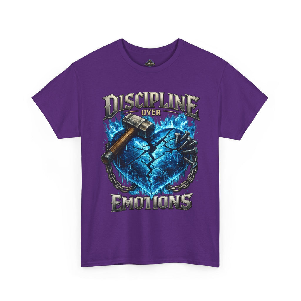 Discipline Over Emotions Graphic T-Shirt (Blue Heart) Printify