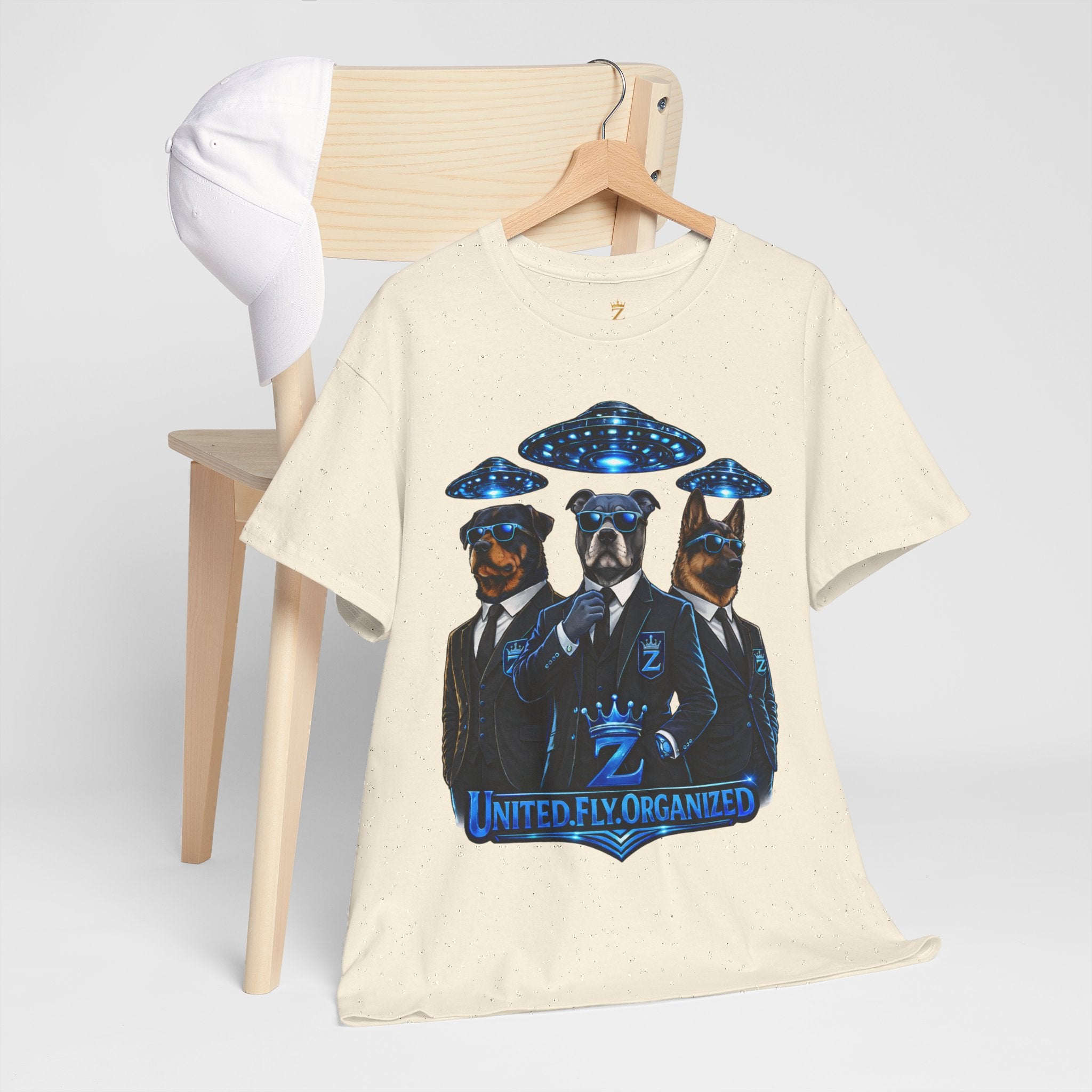 Adult "United. Fly. Organized." Graphic Tee (Blue) Printify