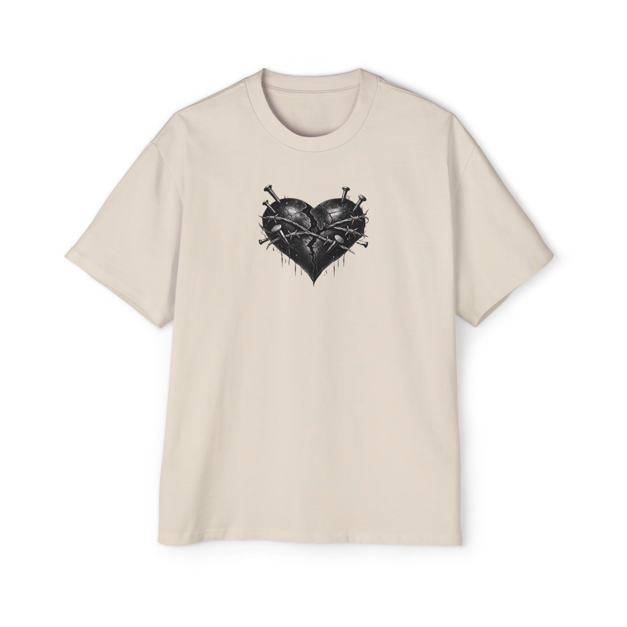 Oversized Discipline Over Emotions (Back) Graphic Tee (Black Heart) Printify