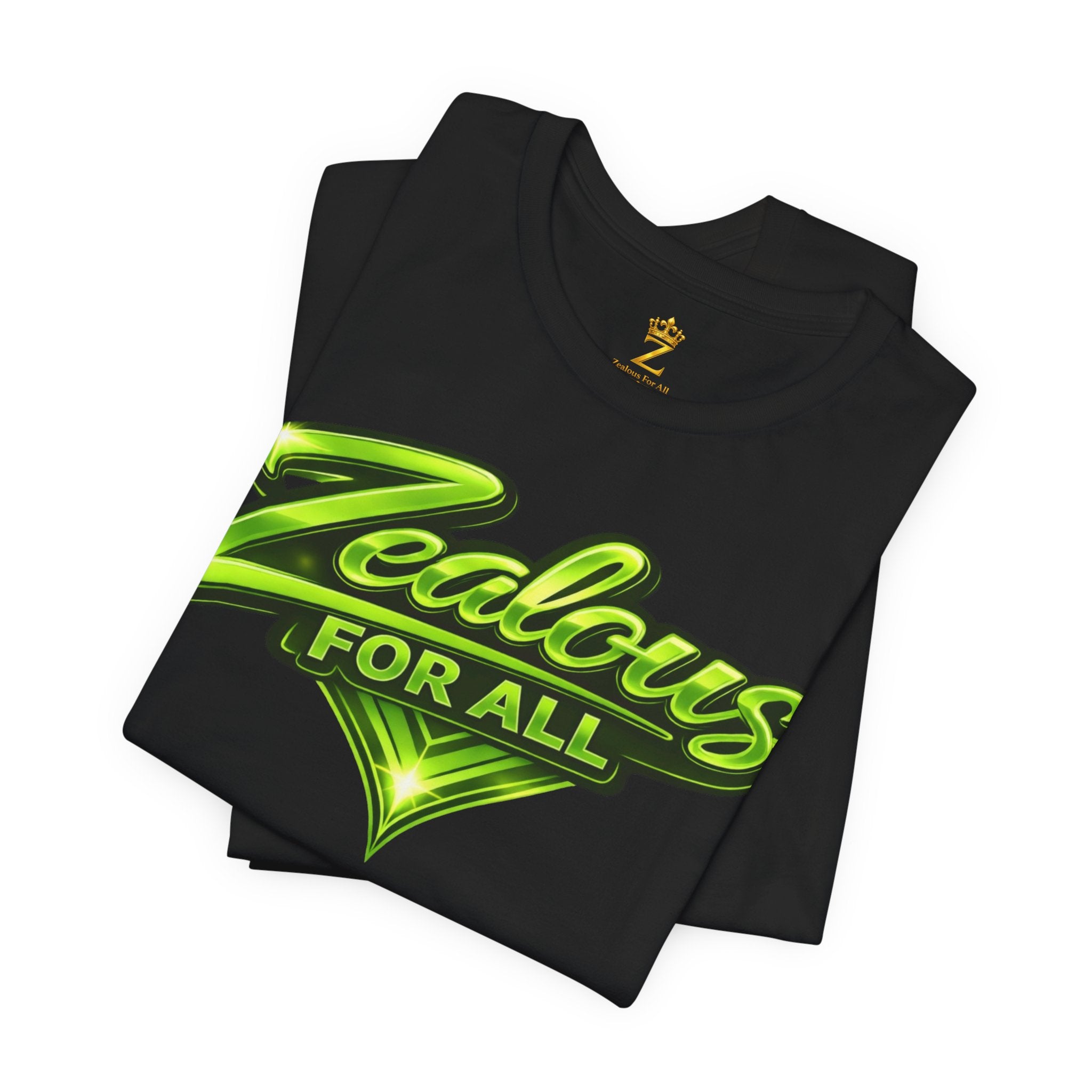 Zealous For All Graphic T-Shirt (Lime Green Logo) Printify
