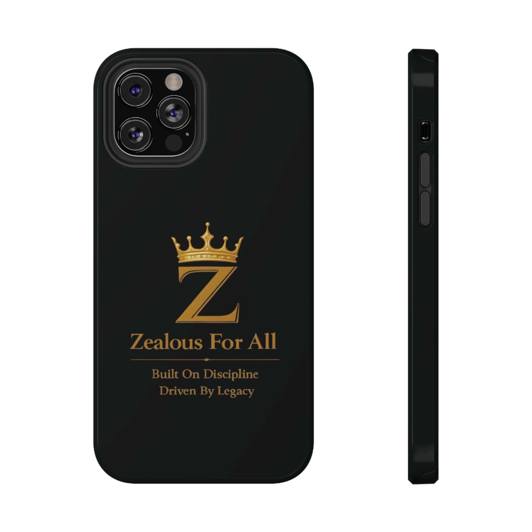 Phone Case — "Zealous For All" Gold Crown Impact-Resistant Case Printify