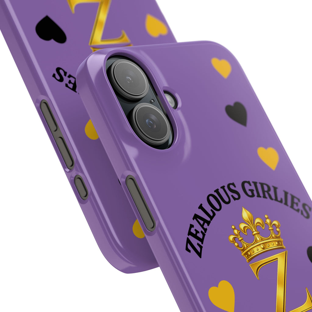 Zealous Girlies 'Z' Crown Slim Phone Case — Purple & Gold Heart Design Printify