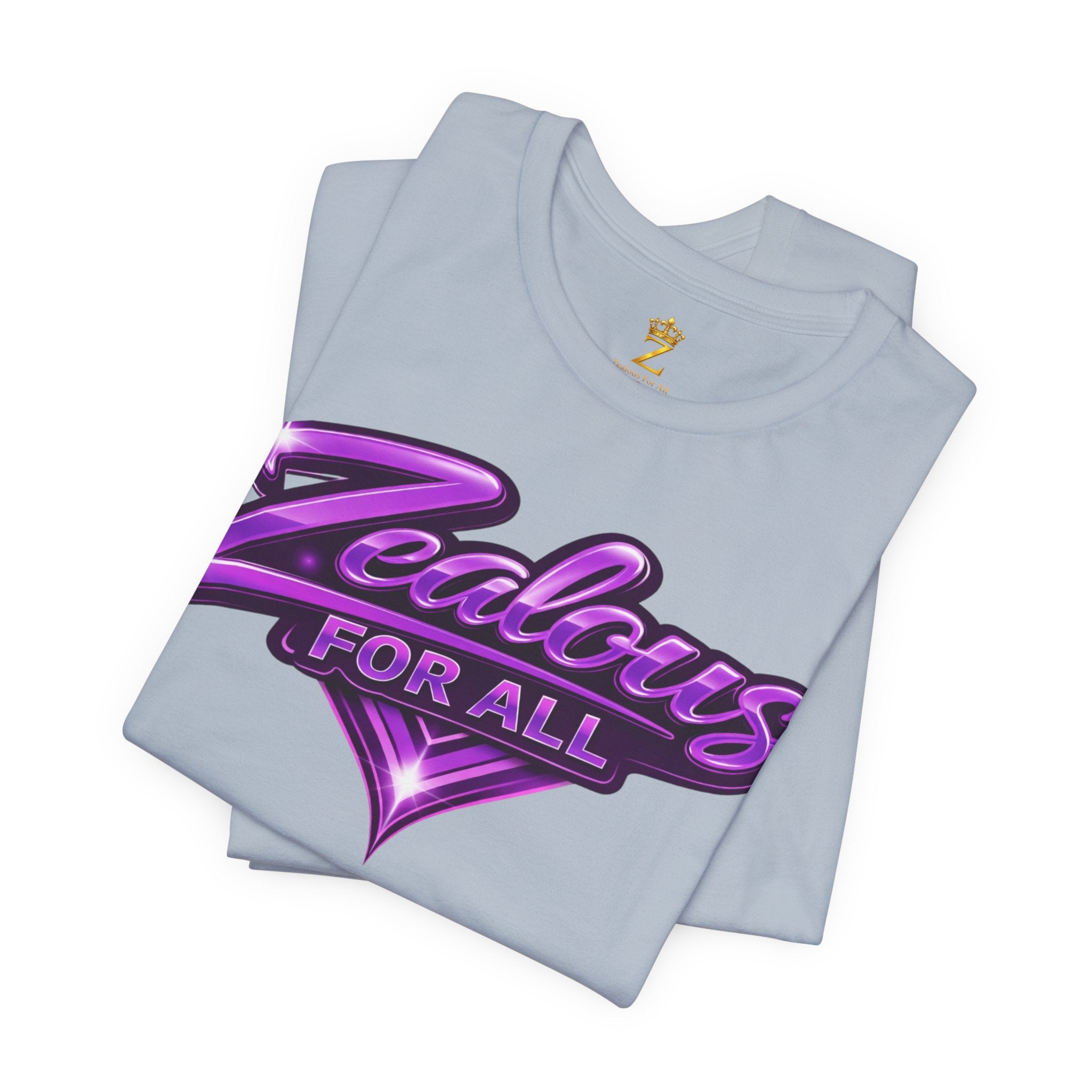 Zealous For All Graphic T-Shirt (Purple Logo) Printify
