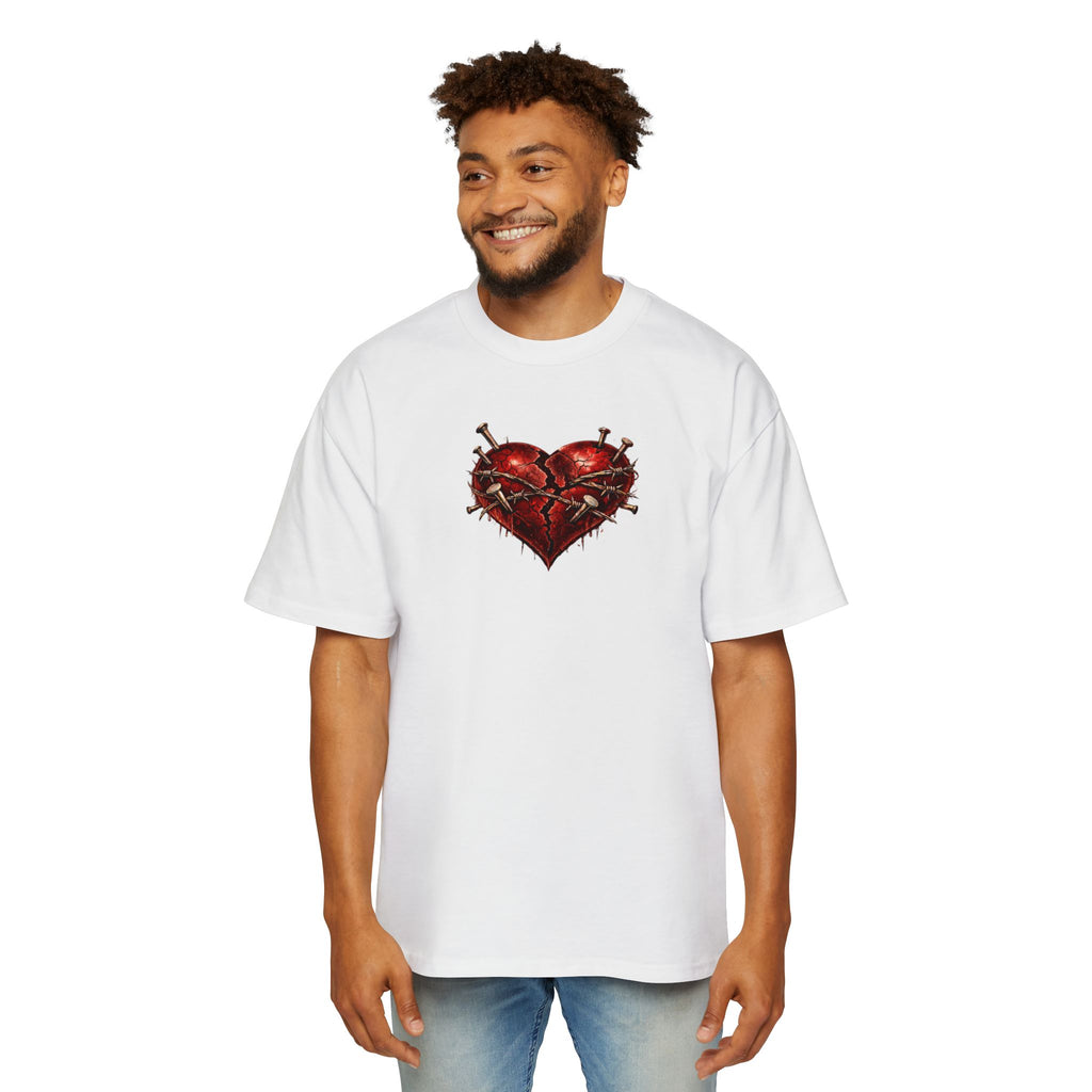 Oversized Discipline Over Emotions (Back) Graphic Tee (Red Heart) Printify