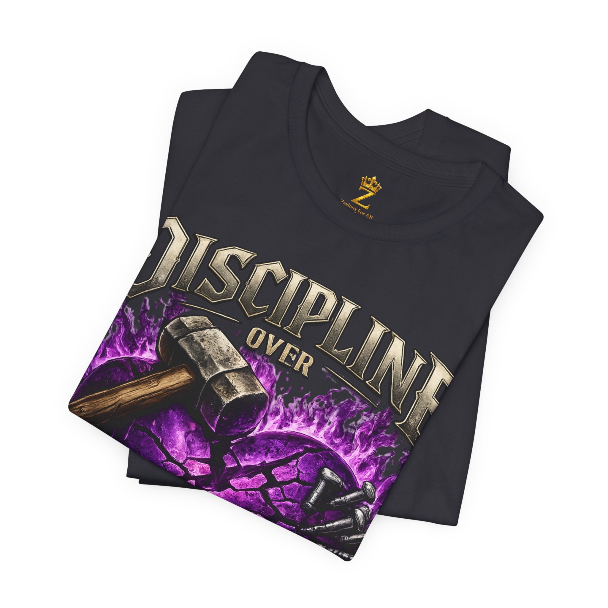 Discipline Over Emotions Premium Graphic T-Shirt (Purple Heart) Printify
