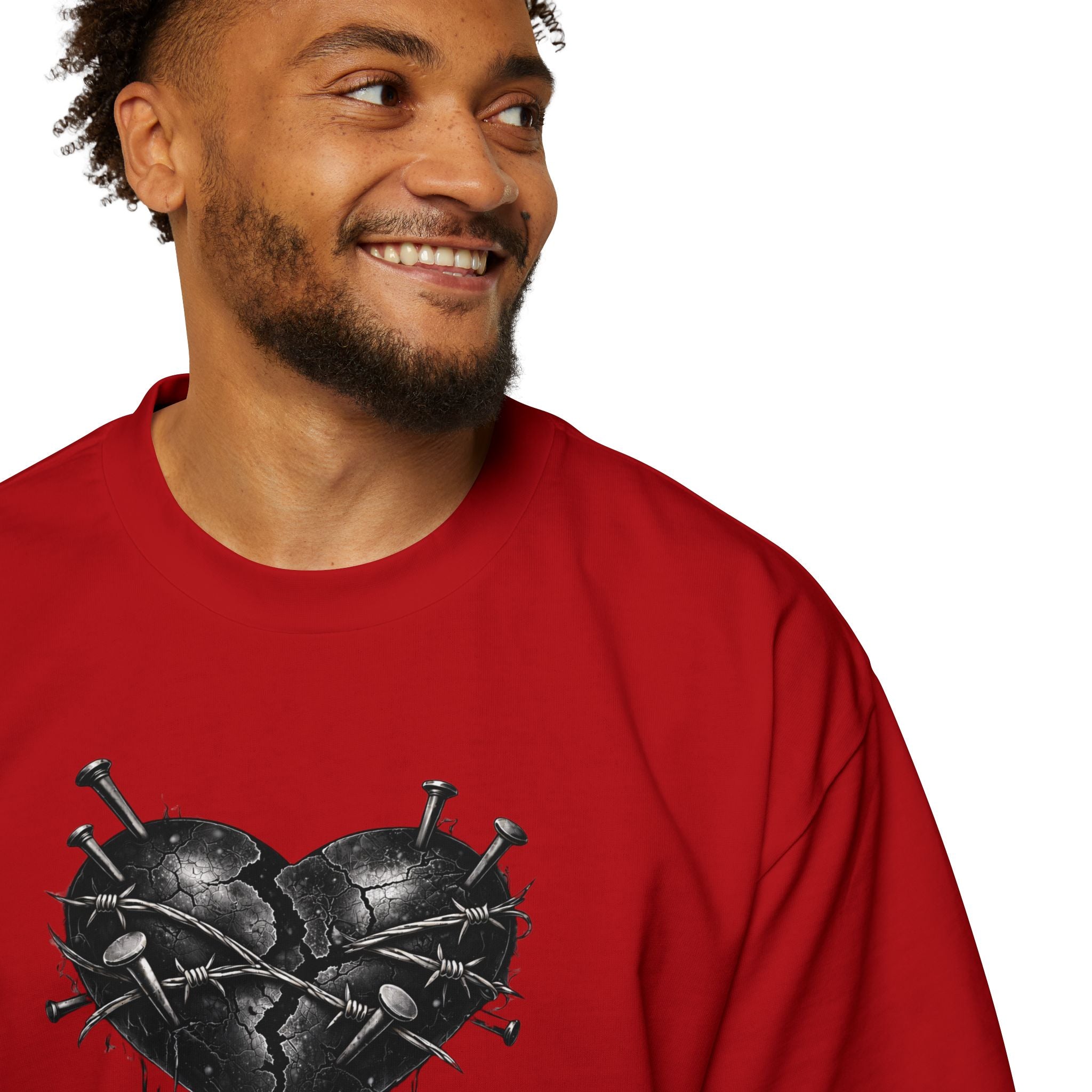 Oversized Discipline Over Emotions (Back) Graphic Tee (Black Heart) Printify