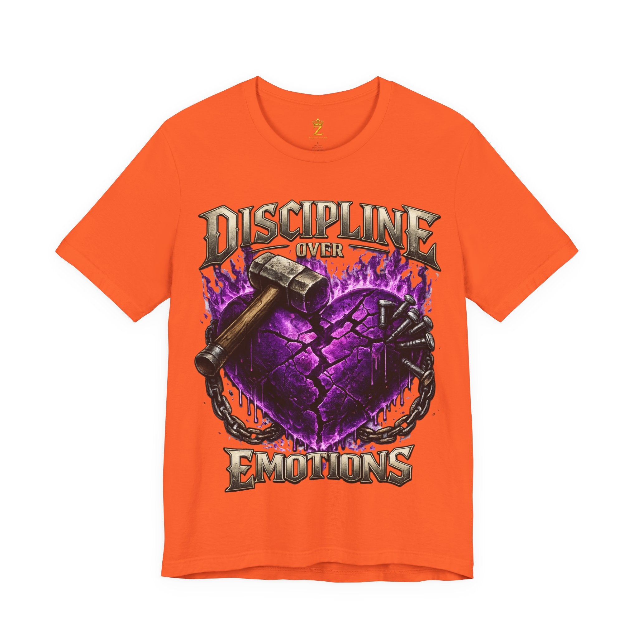 Discipline Over Emotions Premium Graphic T-Shirt (Purple Heart) Printify