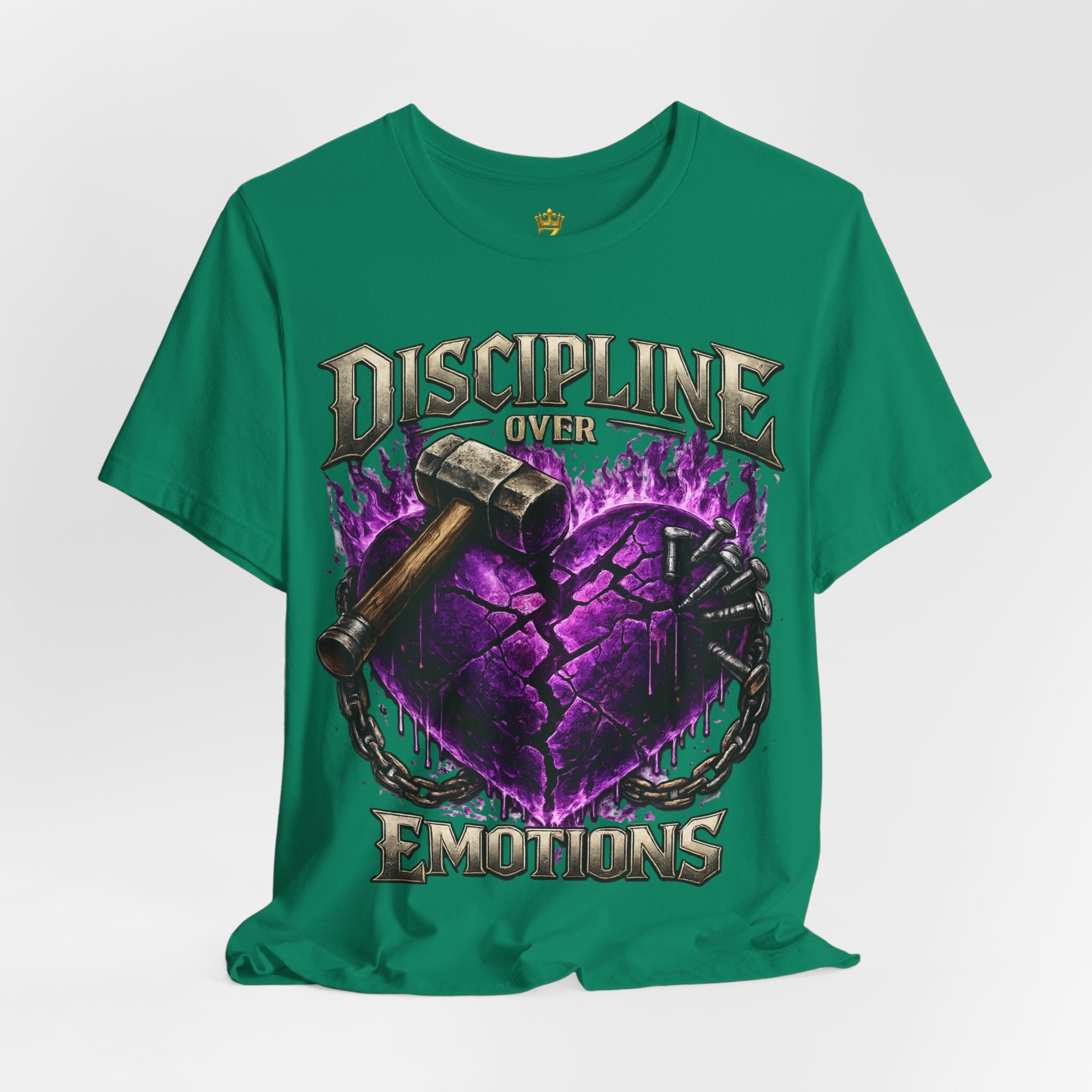 Discipline Over Emotions Premium Graphic T-Shirt (Purple Heart) Printify