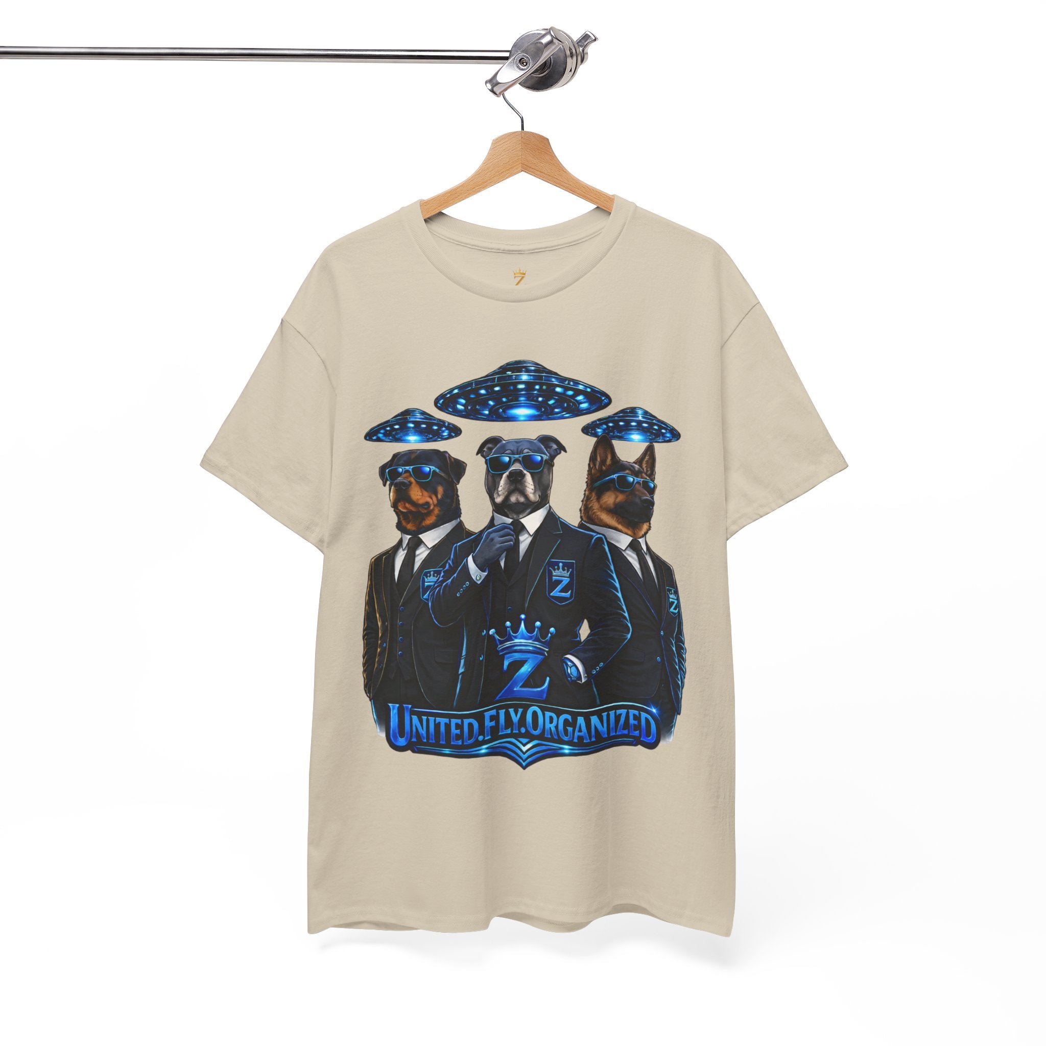 Adult "United. Fly. Organized." Graphic Tee (Blue) Printify