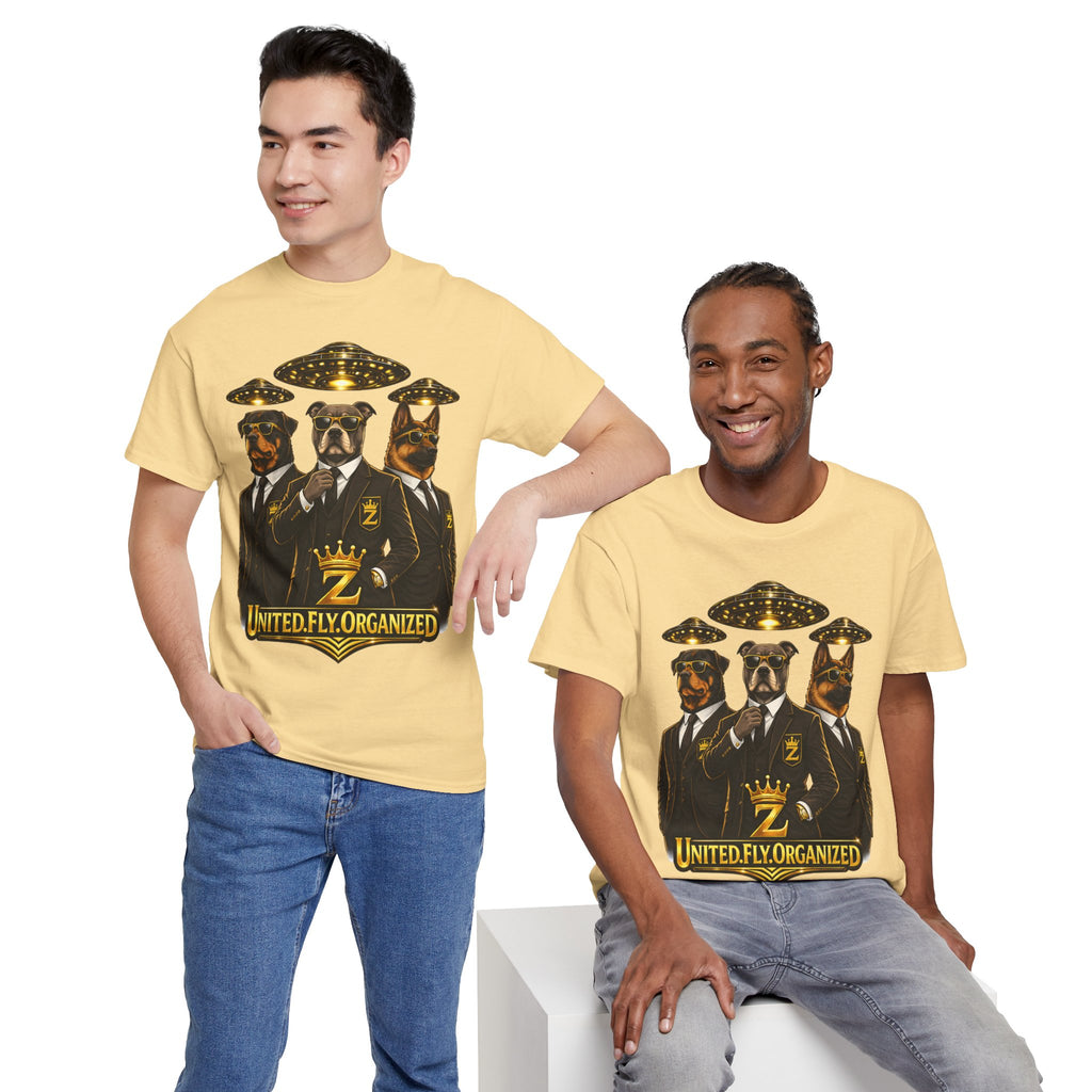 Adult "United. Fly. Organized." Graphic Tee (Gold) Printify