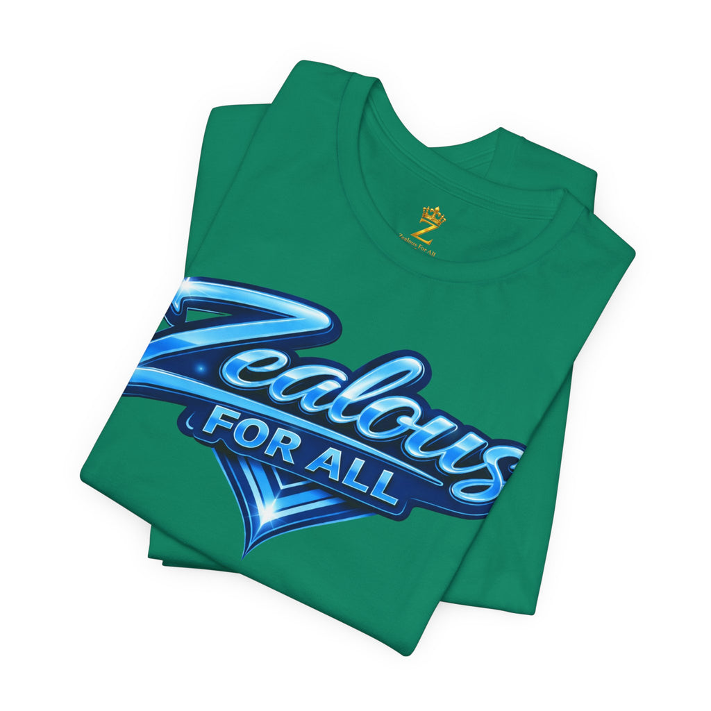 Zealous For All Graphic T-Shirt (Blue Logo) Printify