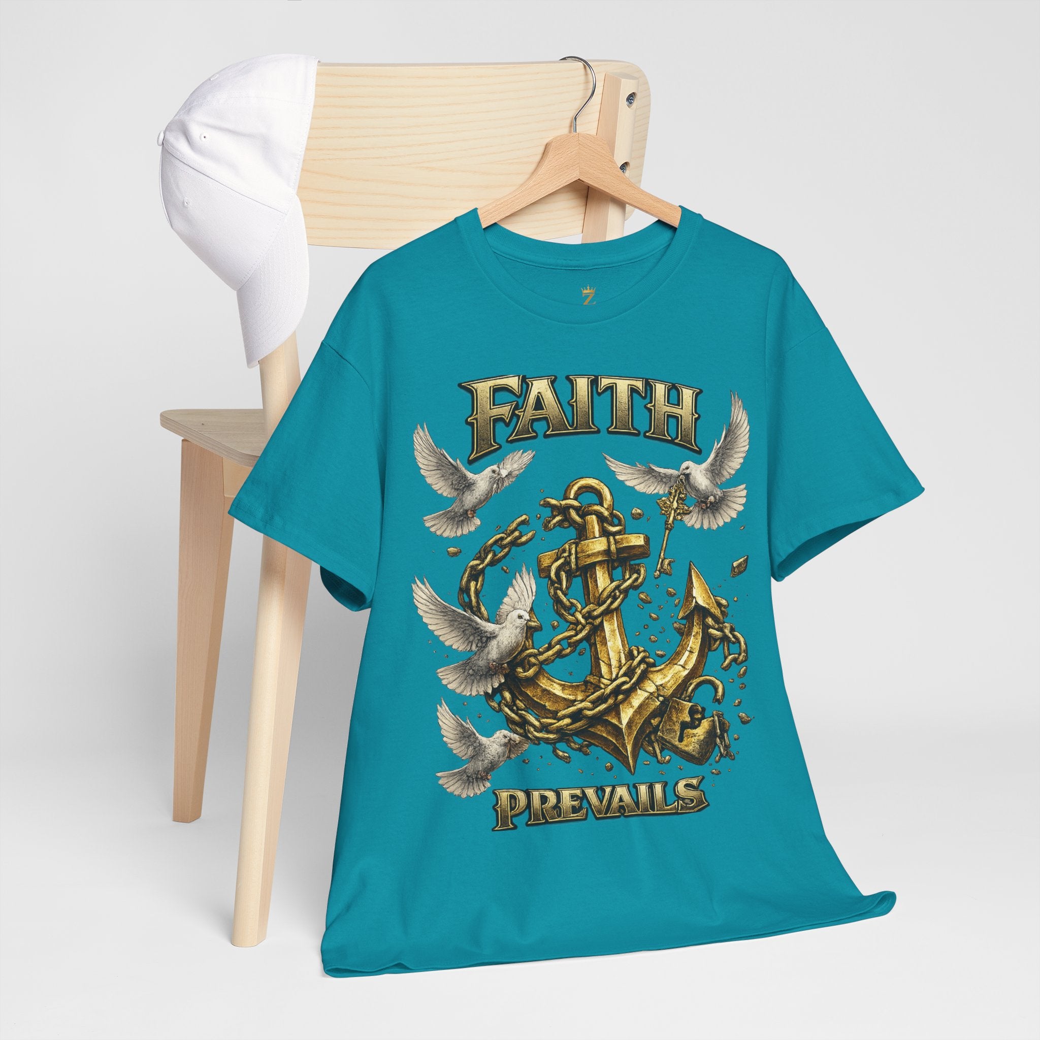Adult Faith Prevails Anchor T-Shirt (Gold Anchor) Printify