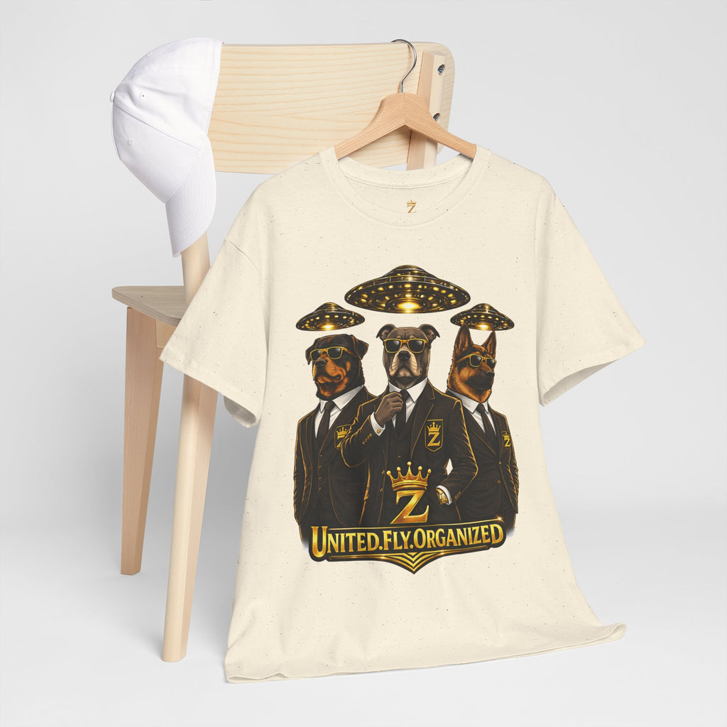 Adult "United. Fly. Organized." Graphic Tee (Gold) Printify