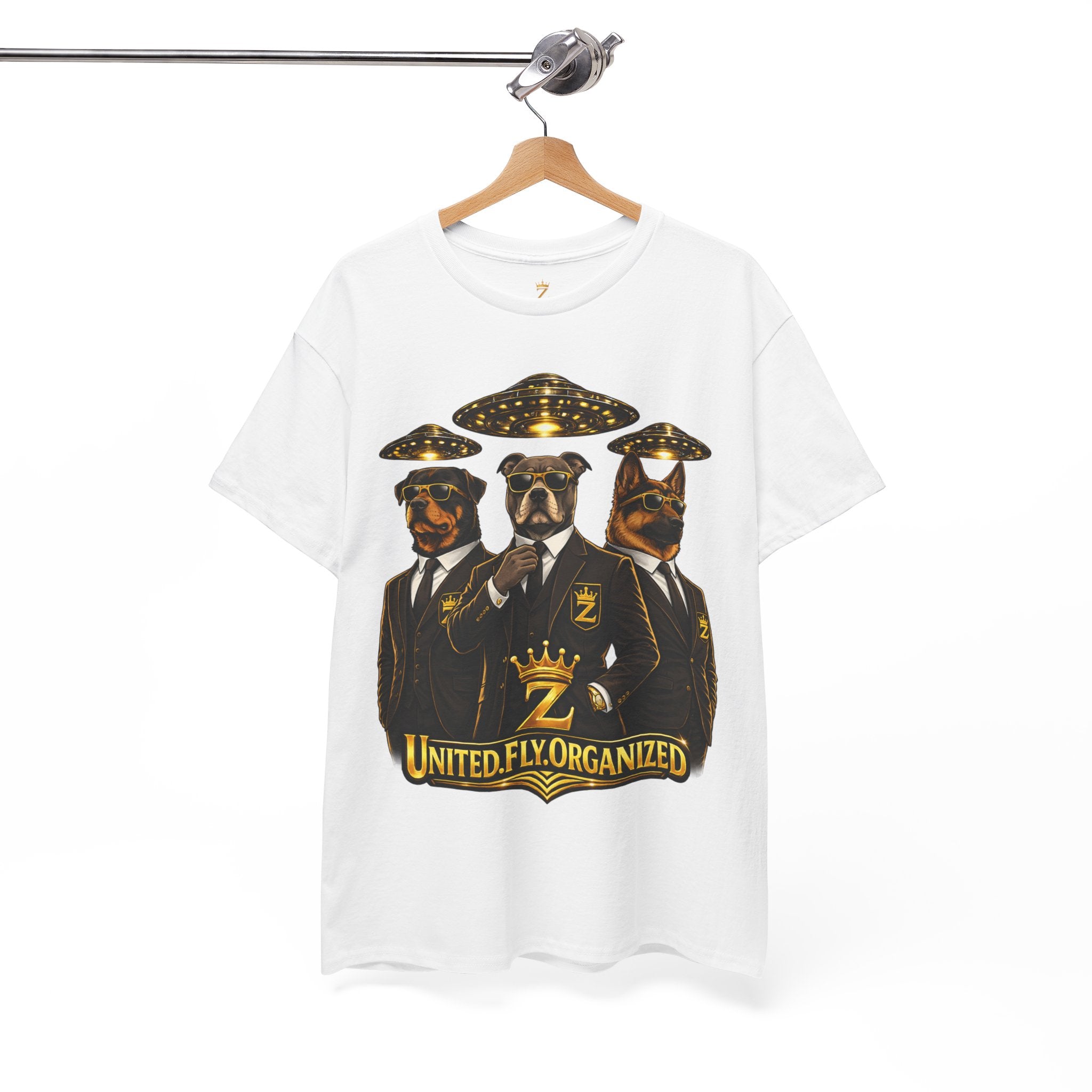 Adult "United. Fly. Organized." Graphic Tee (Gold) Printify