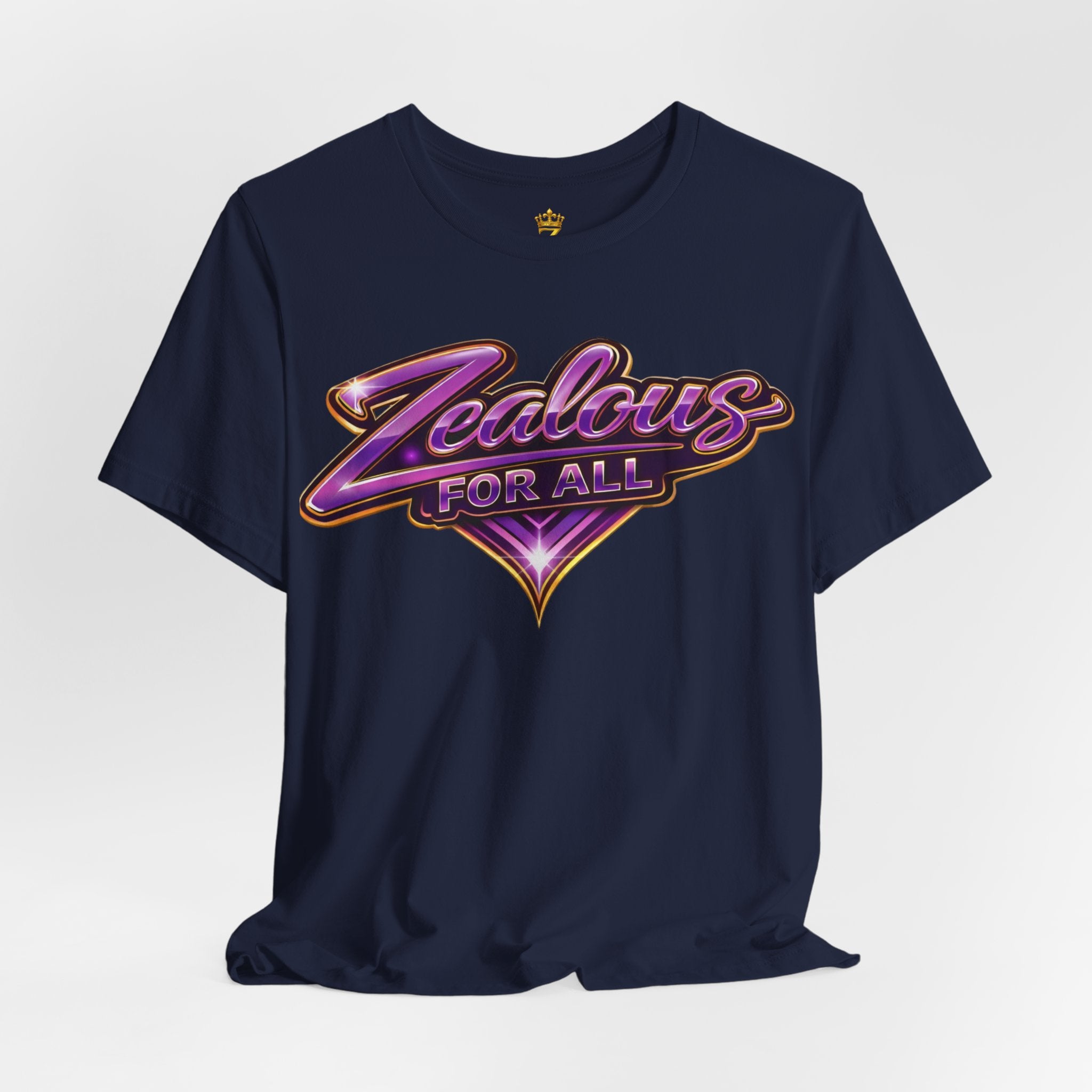 CUSTOM Zealous For All Graphic T-Shirt (Purple & Gold Trim Logo)
