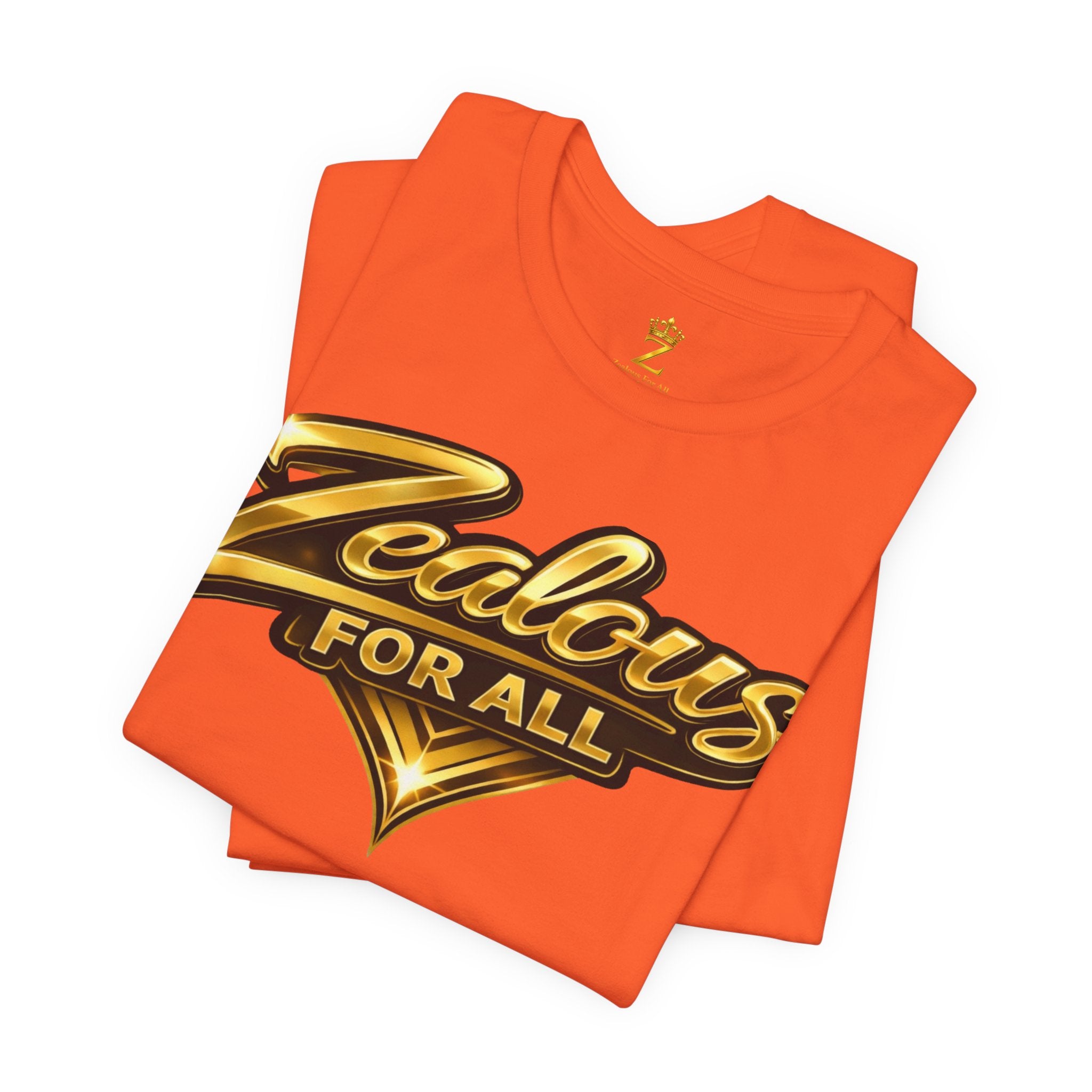 Zealous For All Graphic T-Shirt (Gold Logo) Printify