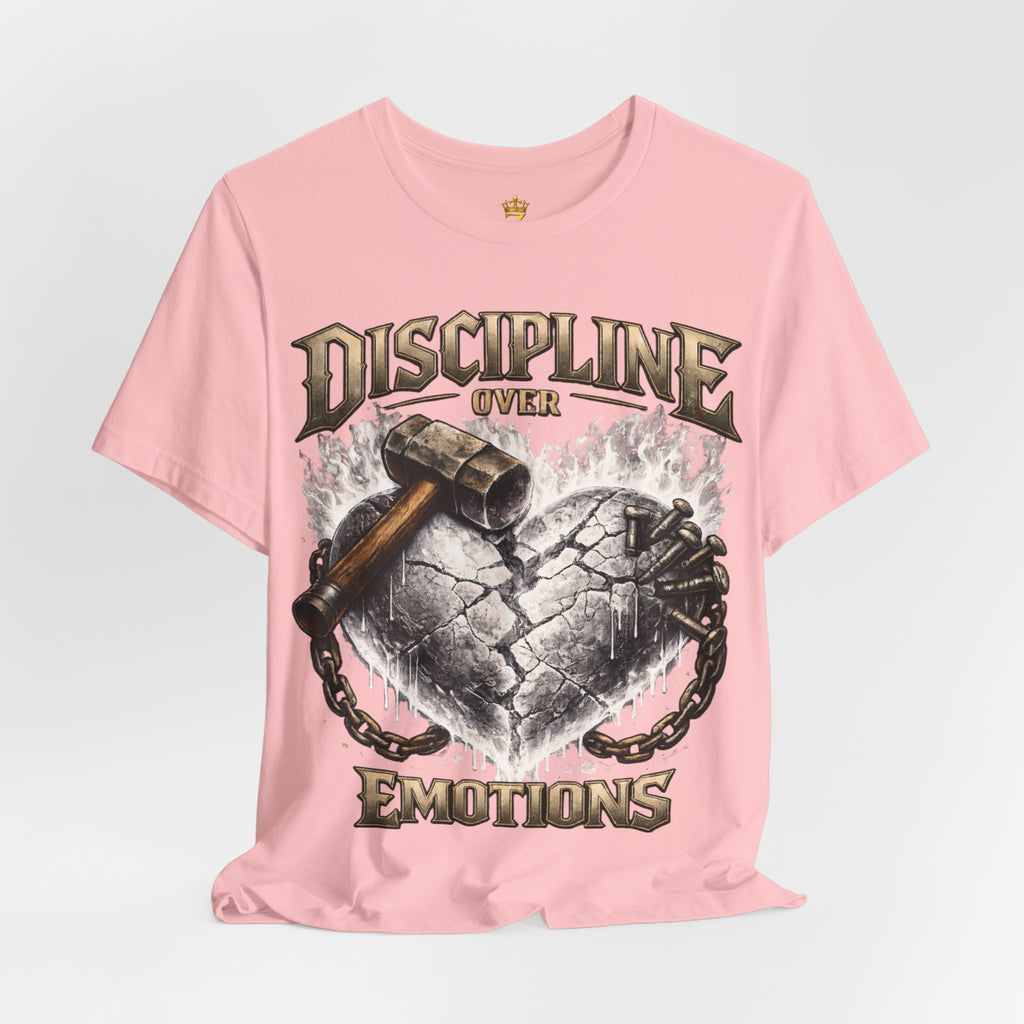 Discipline Over Emotions Premium Graphic T-Shirt (White Heart) Printify