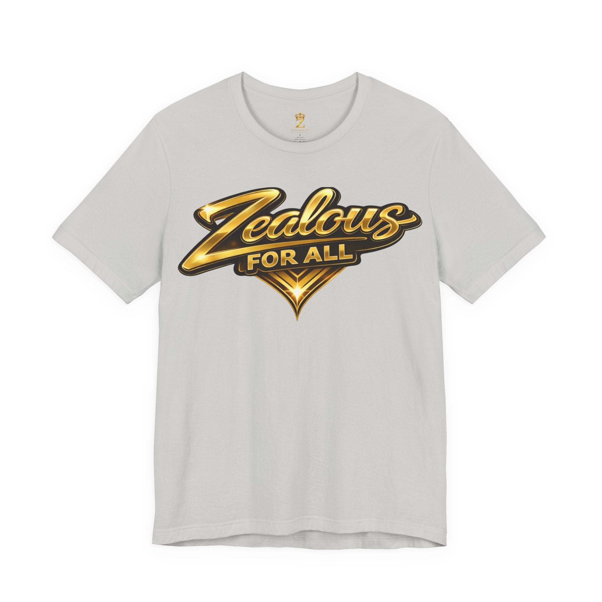 Zealous For All Graphic T-Shirt (Gold Logo) Printify