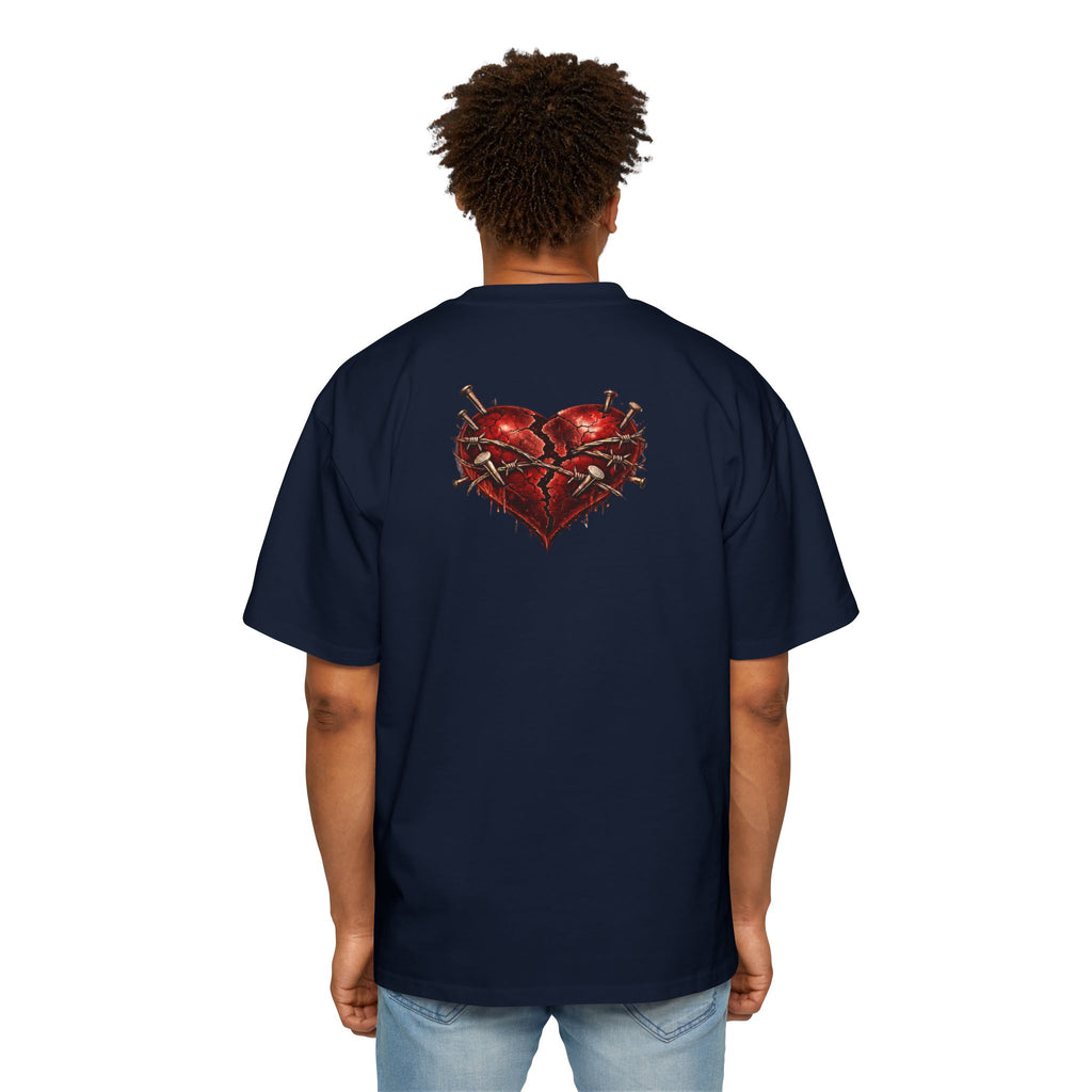 Oversized Discipline Over Emotions Graphic Tee (Front Red Heart) Printify