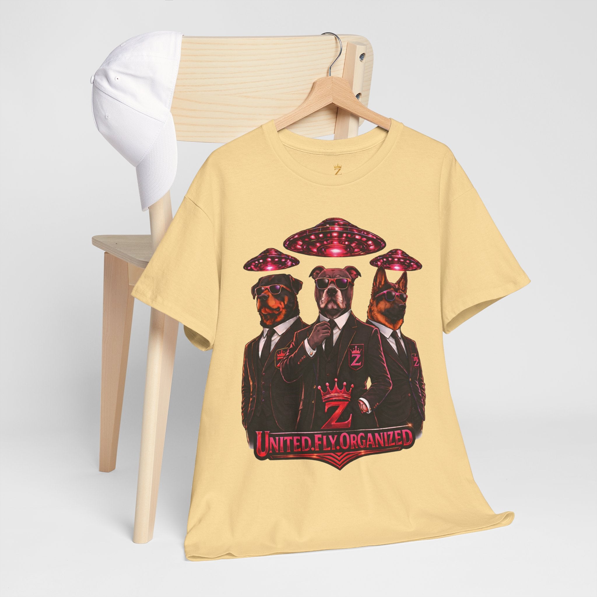 Adult "United. Fly. Organized." Graphic Tee (Hot Pink) Printify