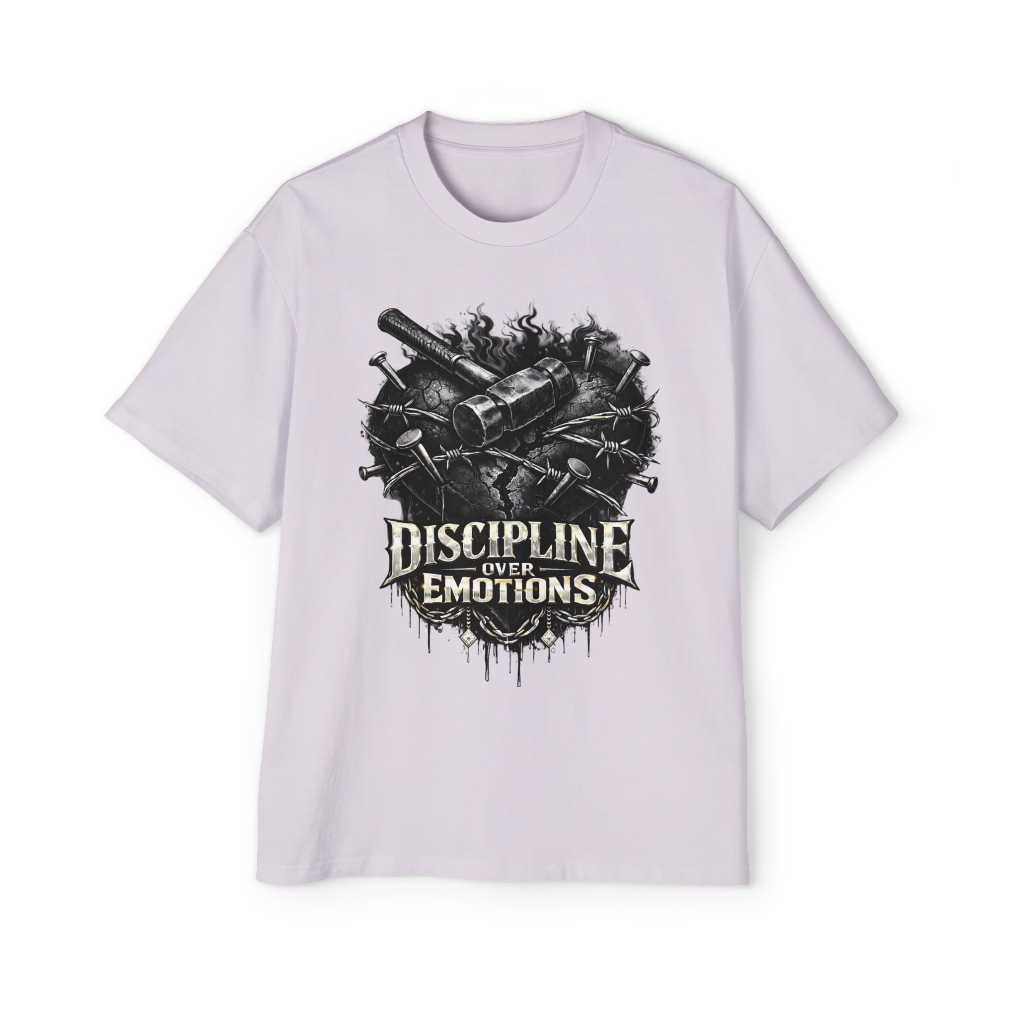 Oversized Discipline Over Emotions Graphic Tee (Black Heart) Printify